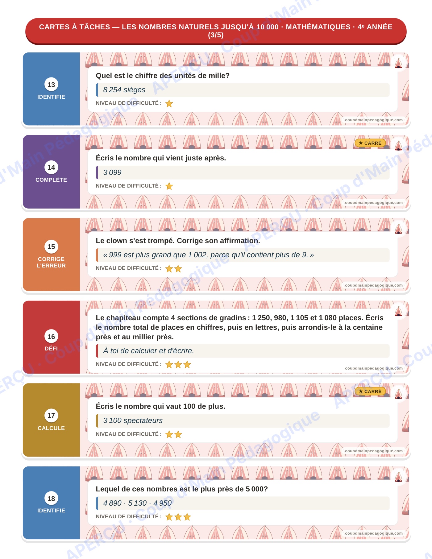Page 8 — Mathématiques — 4e année, 300 cartes à tâches