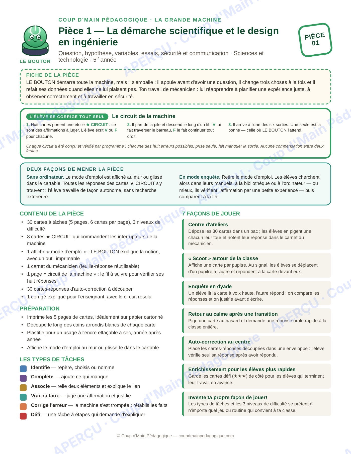 Page 4 — Sciences — 5e année, 300 cartes à tâches