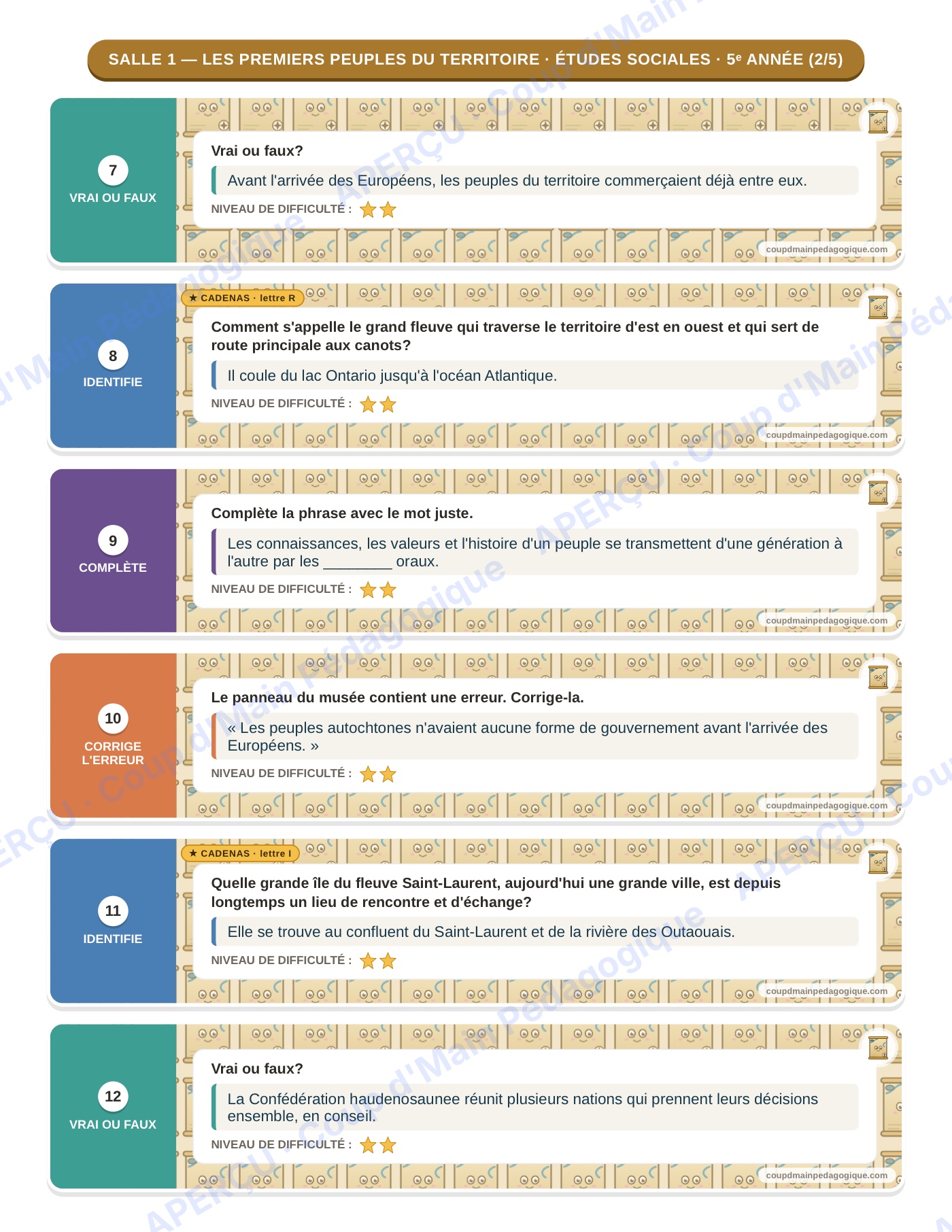 Page 6 — Études sociales — 5e année, 300 cartes à tâches