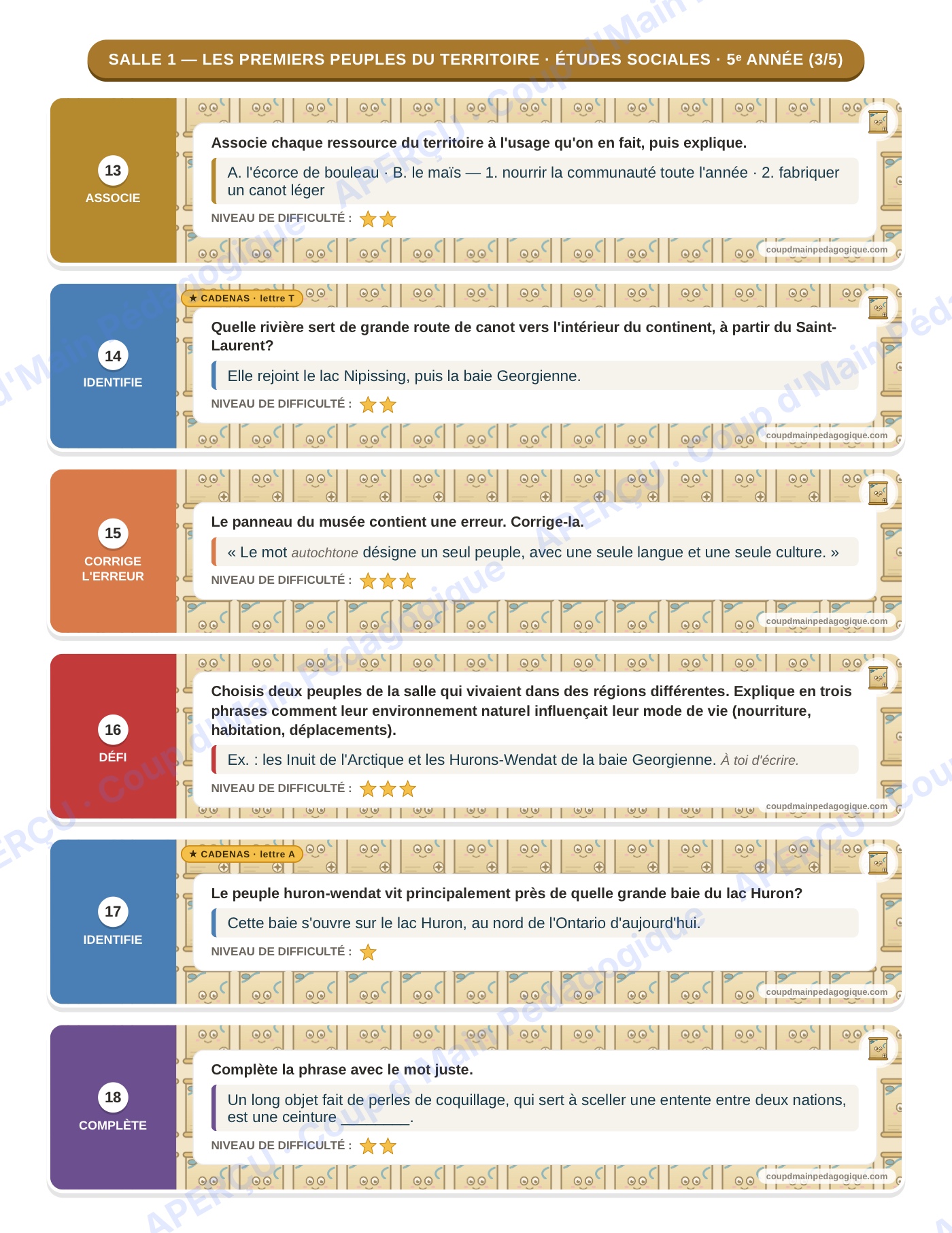 Page 8 — Études sociales — 5e année, 300 cartes à tâches