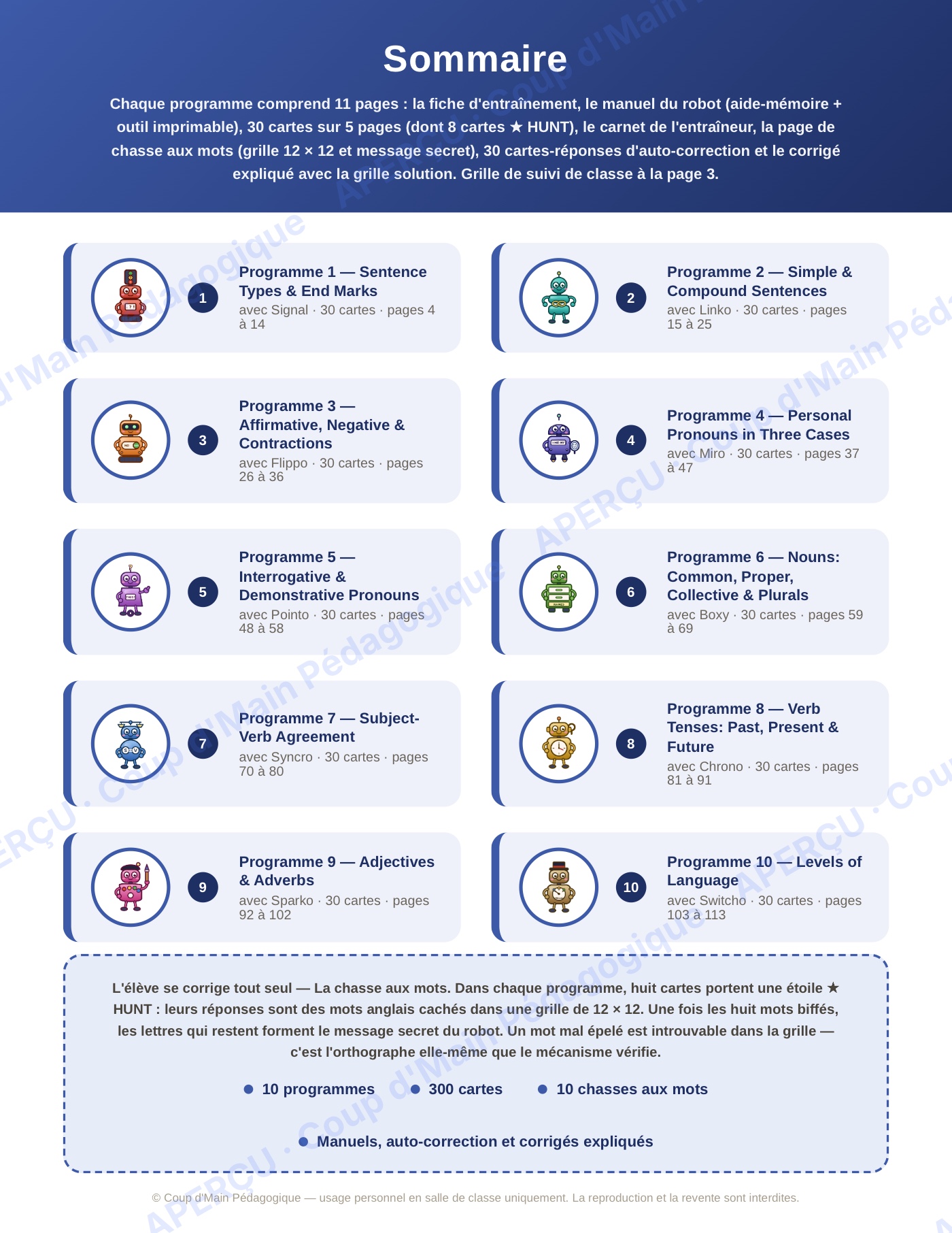 Page 2 — Anglais — 5e année, 300 cartes à tâches