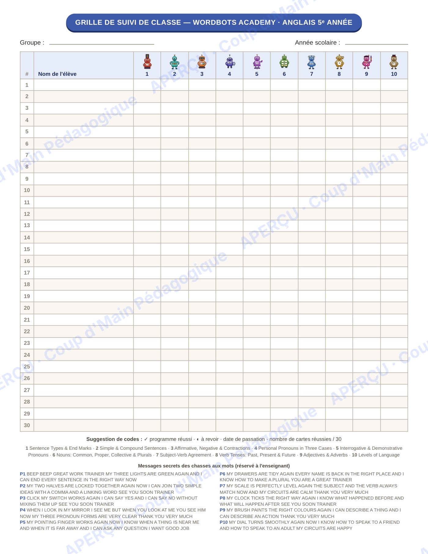 Page 3 — Anglais — 5e année, 300 cartes à tâches