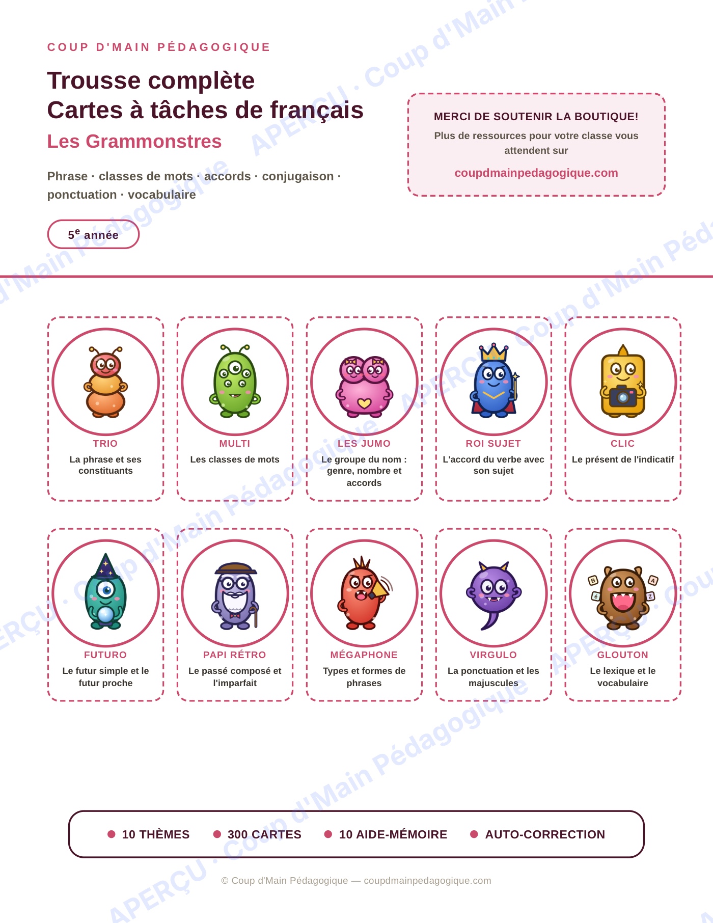 Page 1 — Français — 5e année, 300 cartes à tâches