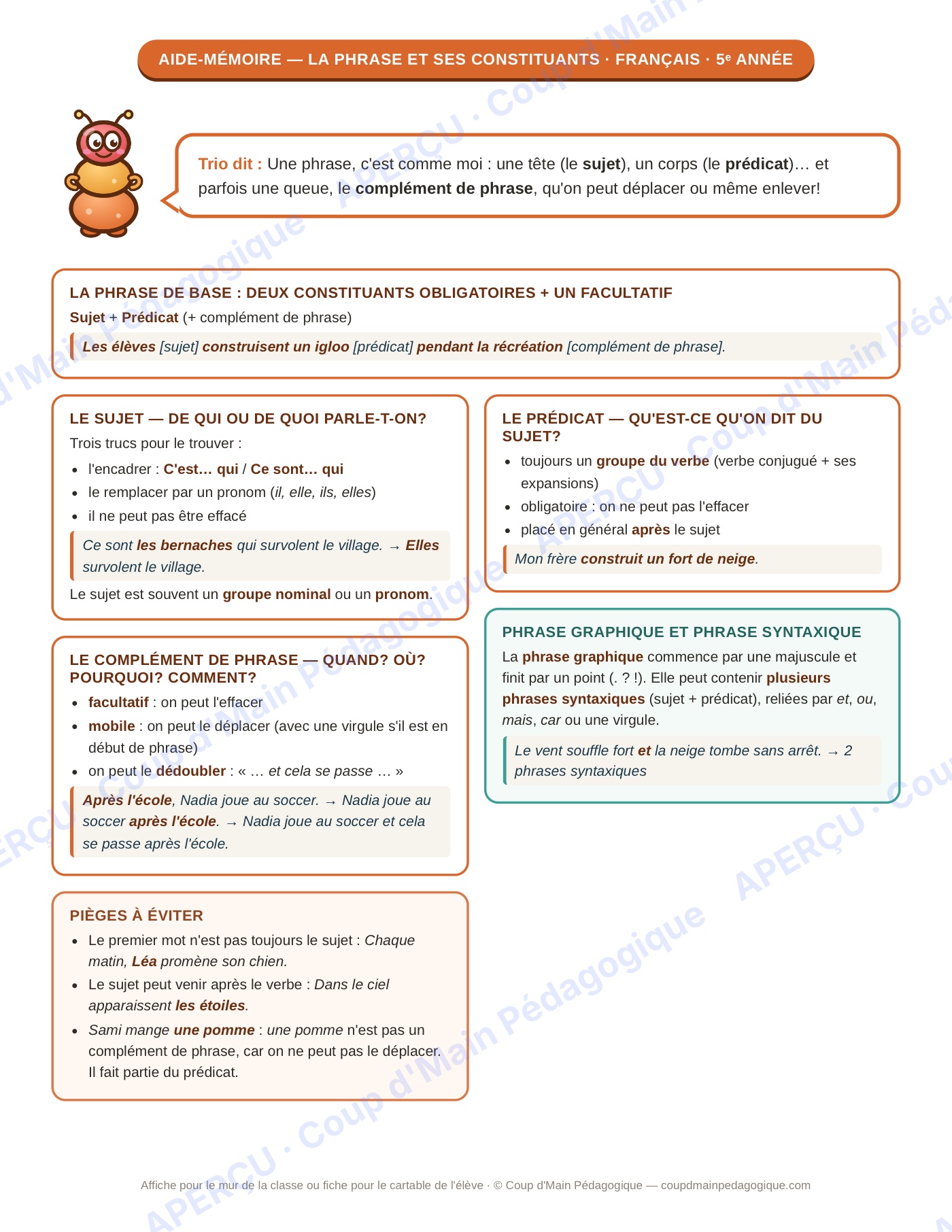 Page 5 — Français — 5e année, 300 cartes à tâches
