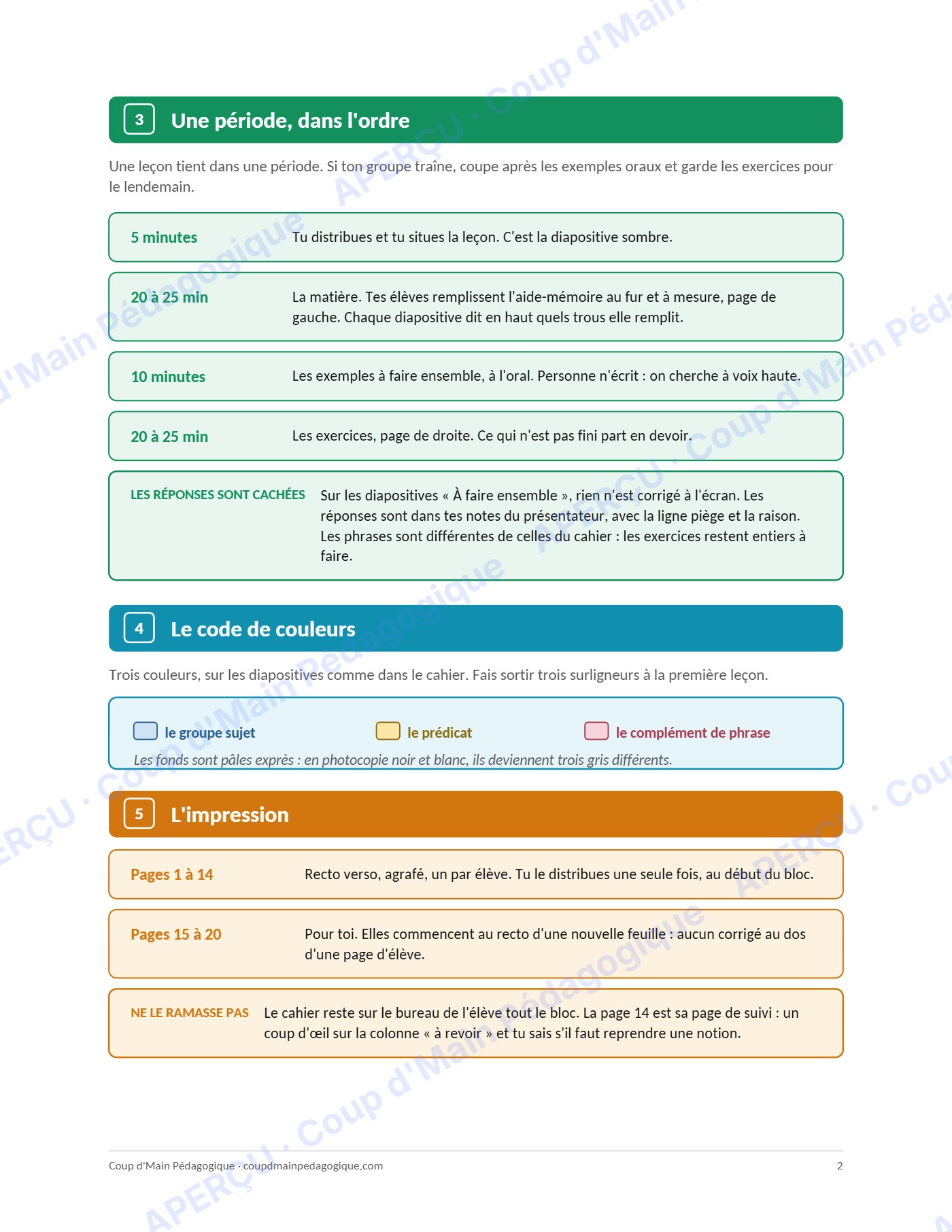 Page 2 — Remise à niveau en grammaire — 6e-8e année