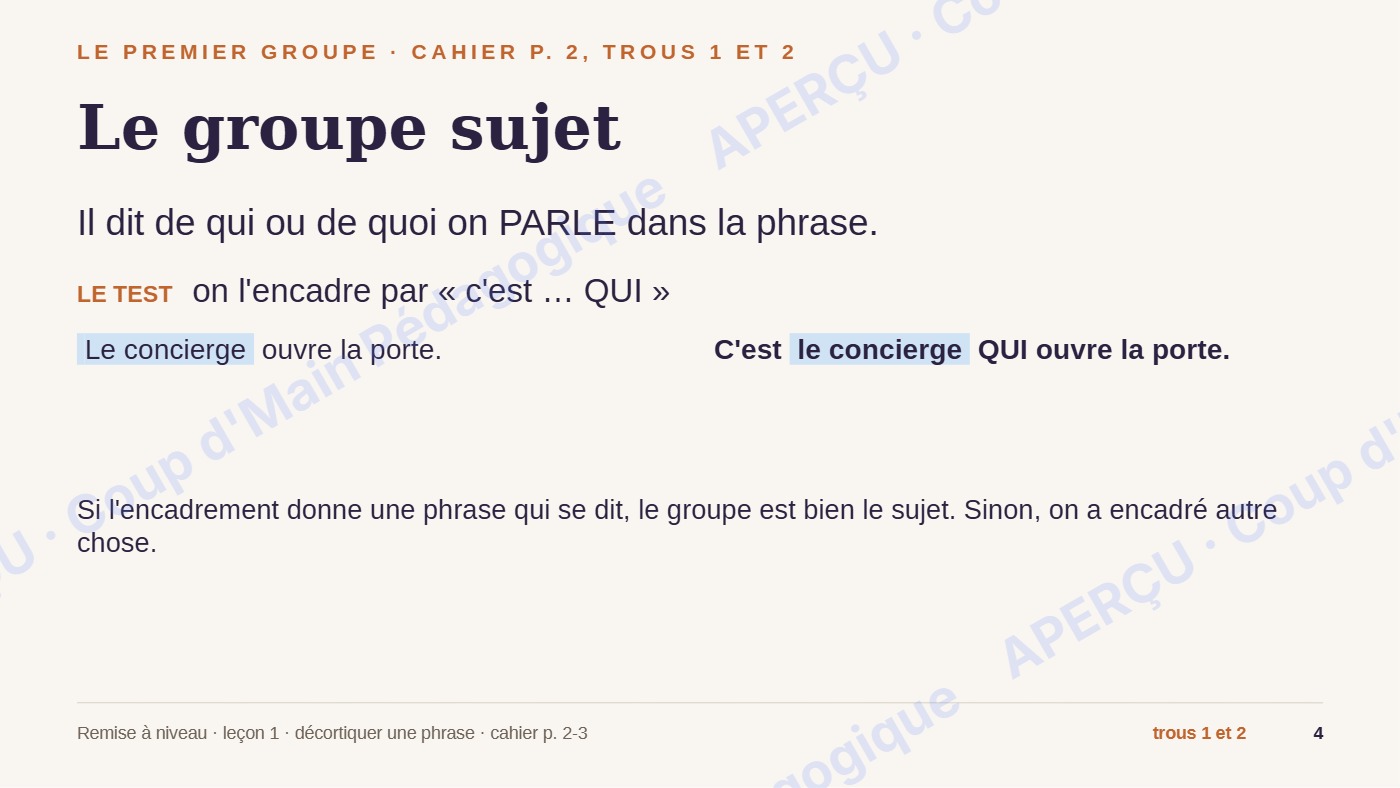 Page 7 — Remise à niveau en grammaire — 6e-8e année