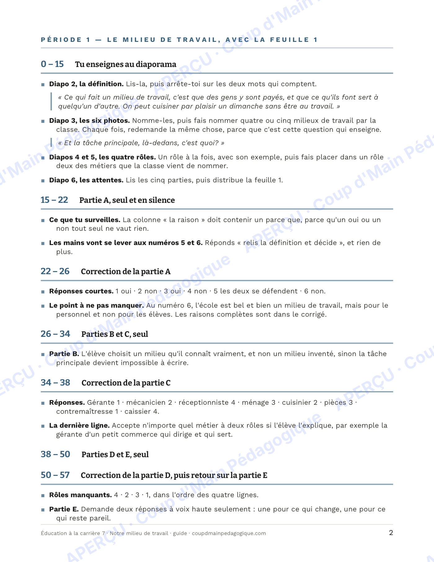 Page 6 — Notre milieu de travail — 7e année, carrières