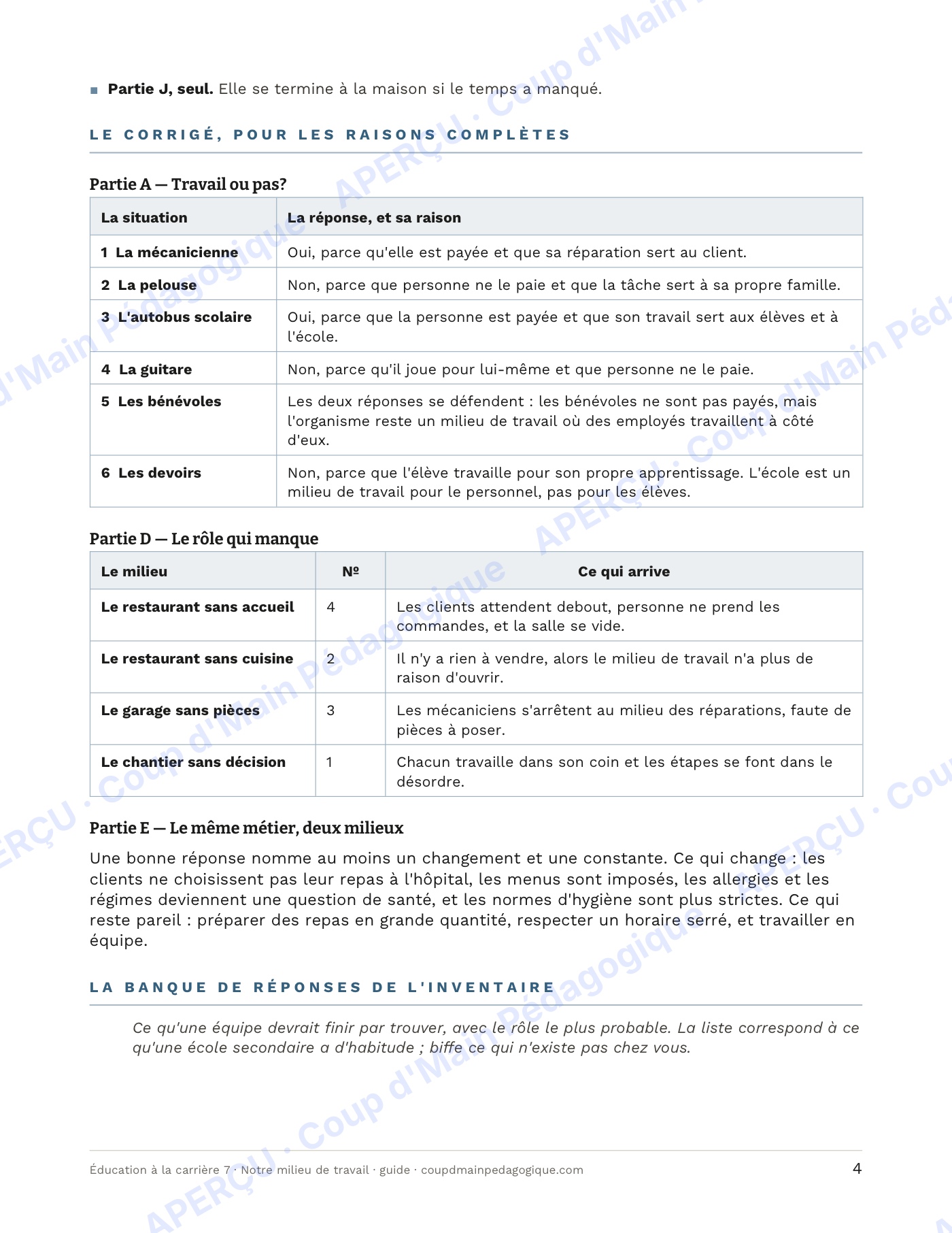 Page 8 — Notre milieu de travail — 7e année, carrières