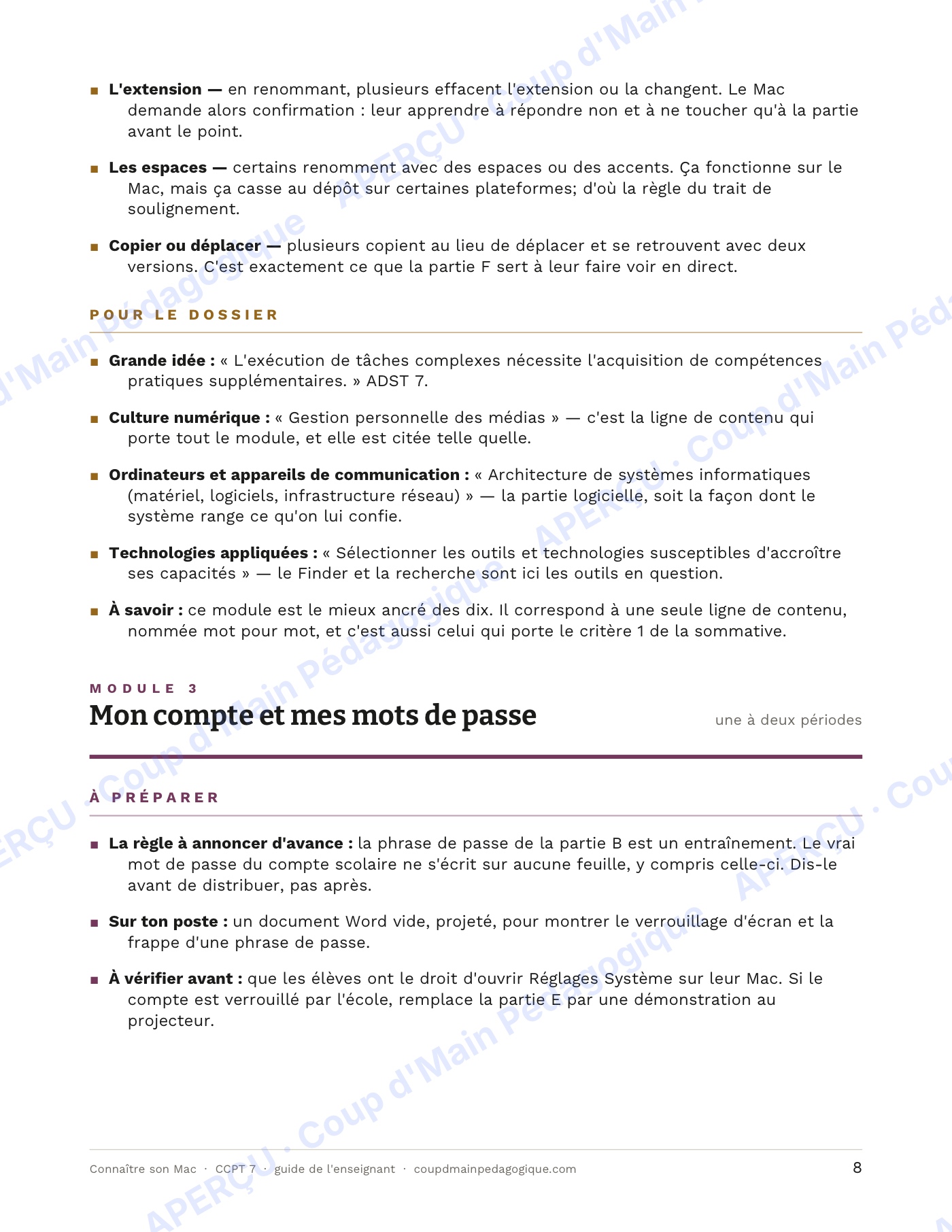Page 8 — Connaître son Mac — 7e année, technologie