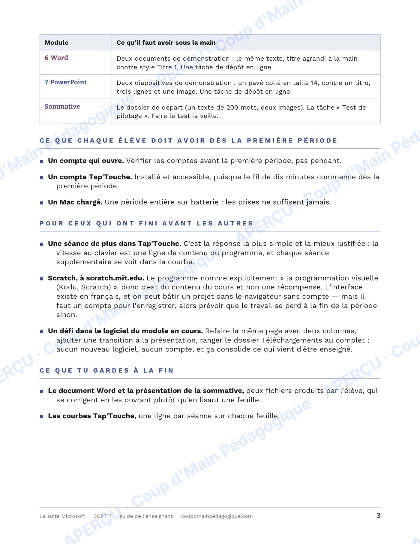 Page 3 — La suite Microsoft — 7e année, technologie