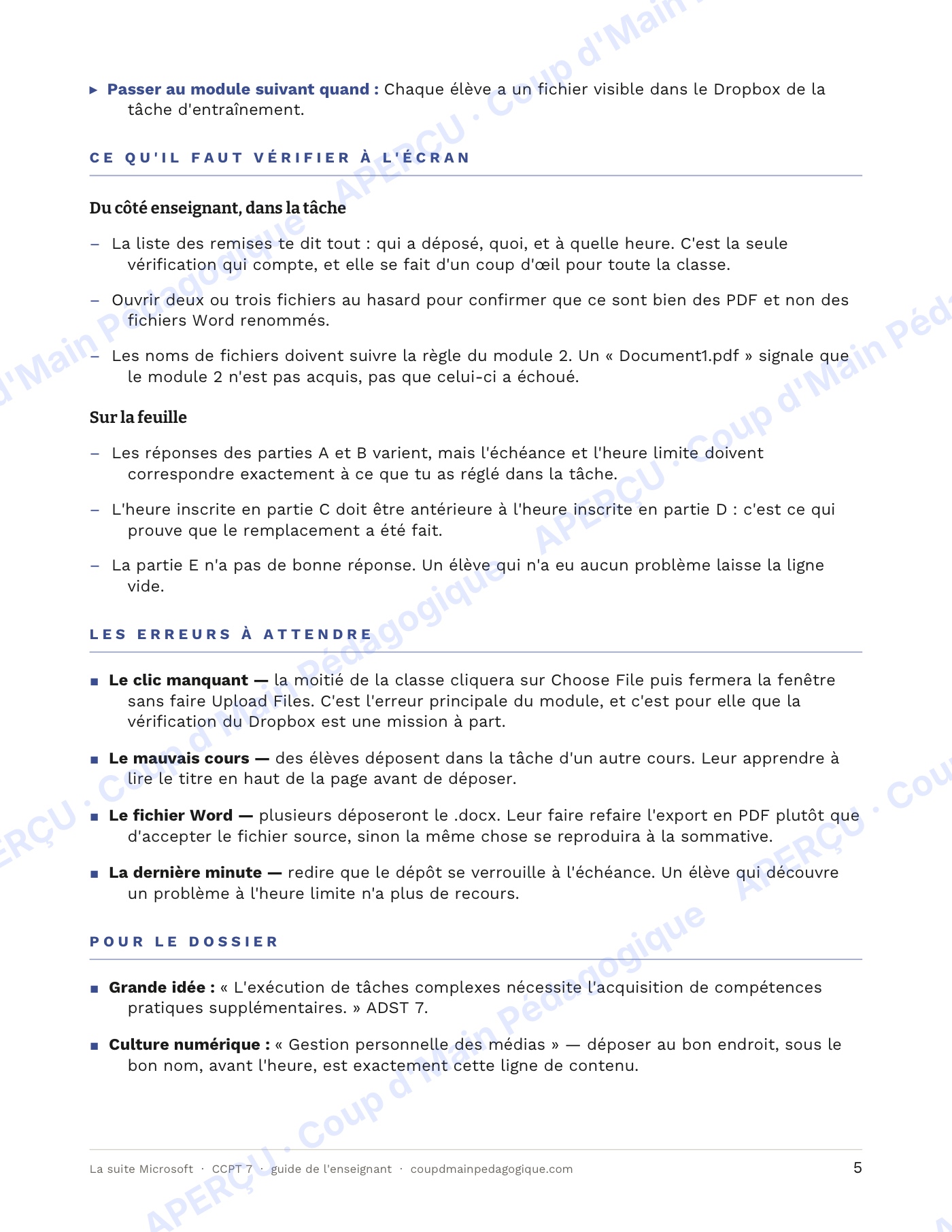 Page 5 — La suite Microsoft — 7e année, technologie