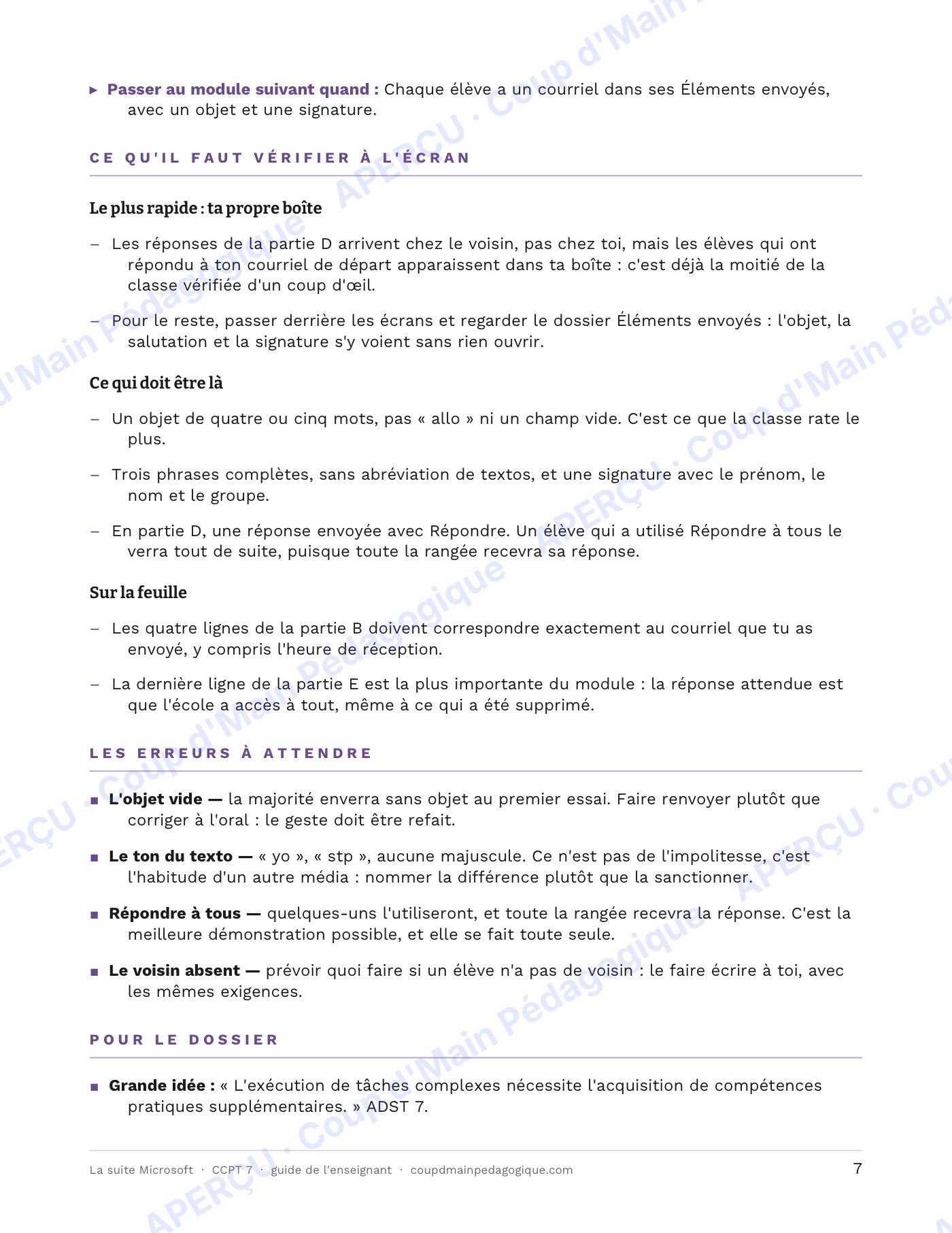 Page 7 — La suite Microsoft — 7e année, technologie