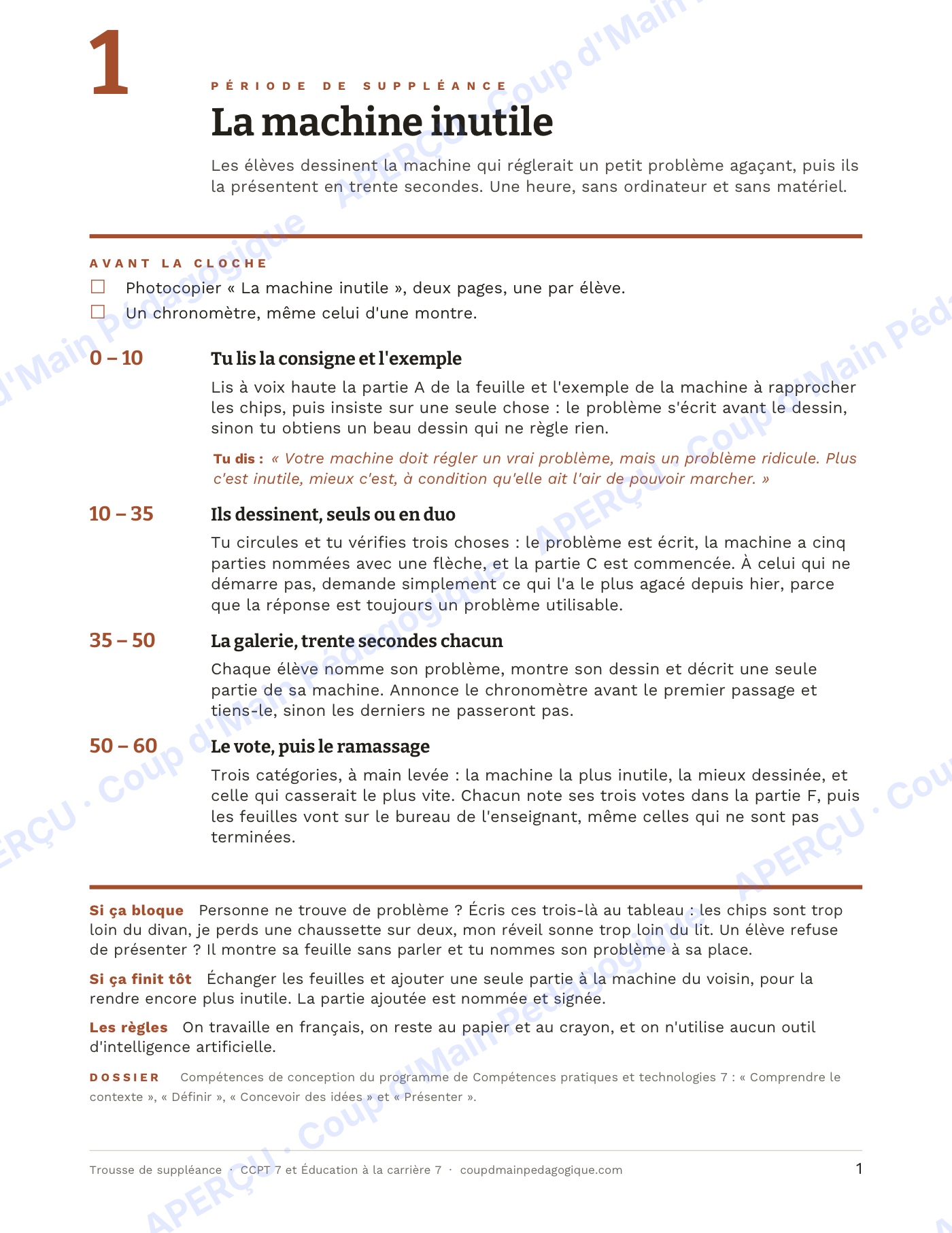 Page 1 — Trousse de suppléance CCPT et carrières — 7e-8e