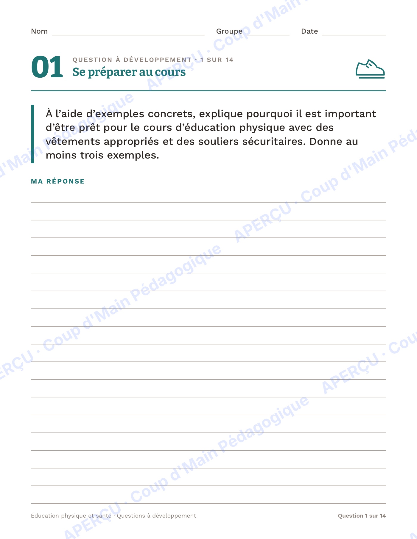 Page 1 — Questions à développement en ÉPS — 7e-12e année