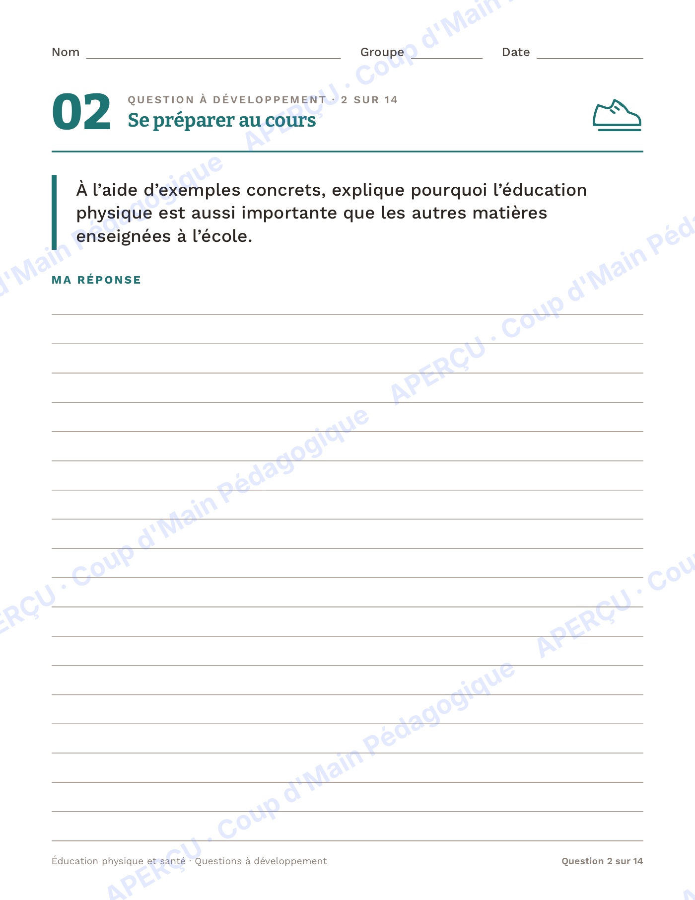 Page 2 — Questions à développement en ÉPS — 7e-12e année