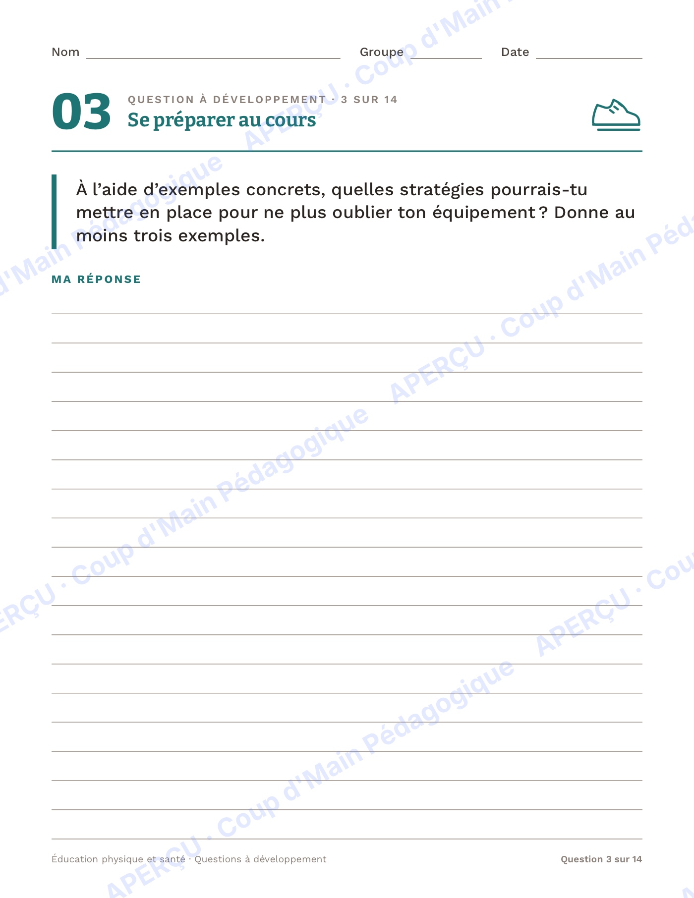 Page 3 — Questions à développement en ÉPS — 7e-12e année