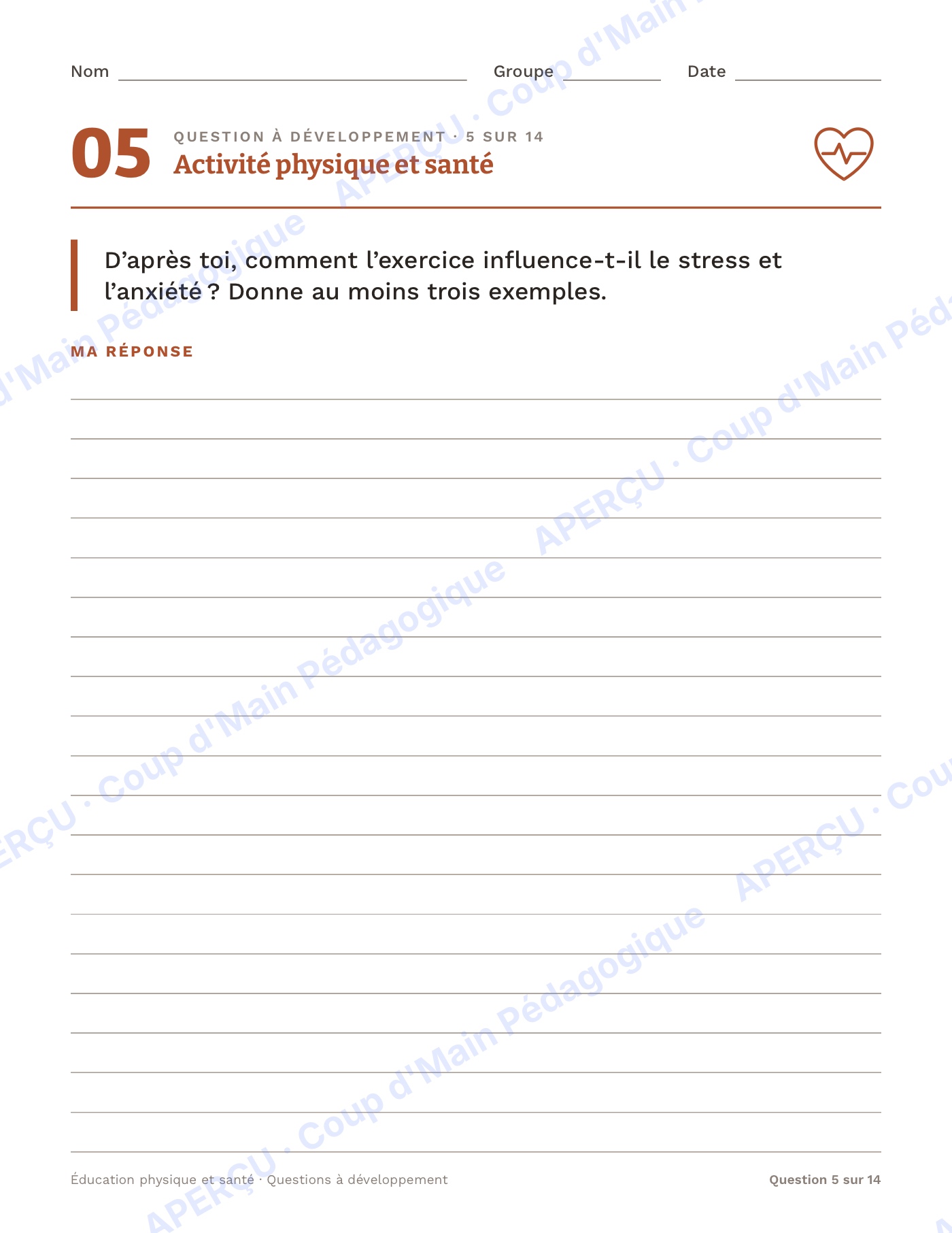 Page 5 — Questions à développement en ÉPS — 7e-12e année