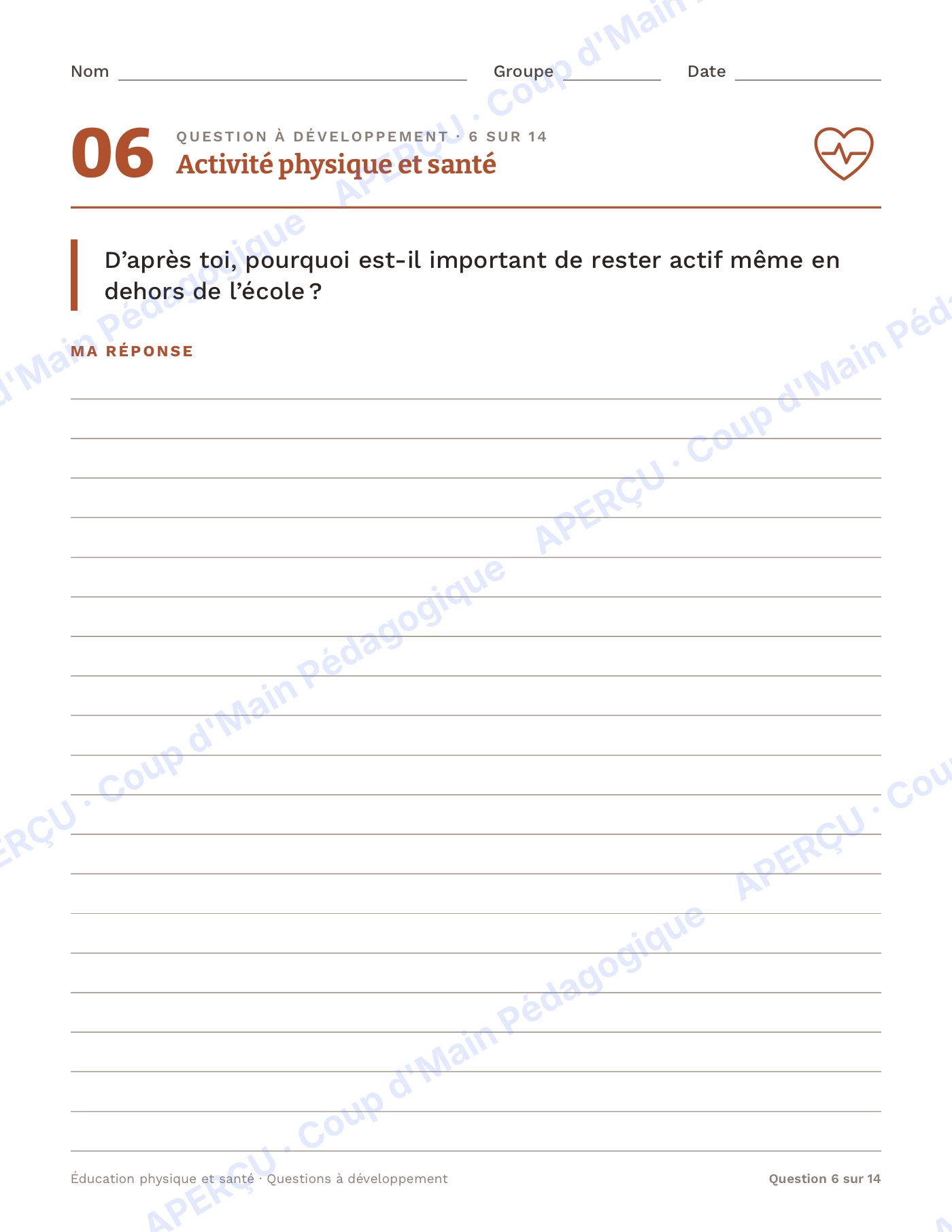 Page 6 — Questions à développement en ÉPS — 7e-12e année