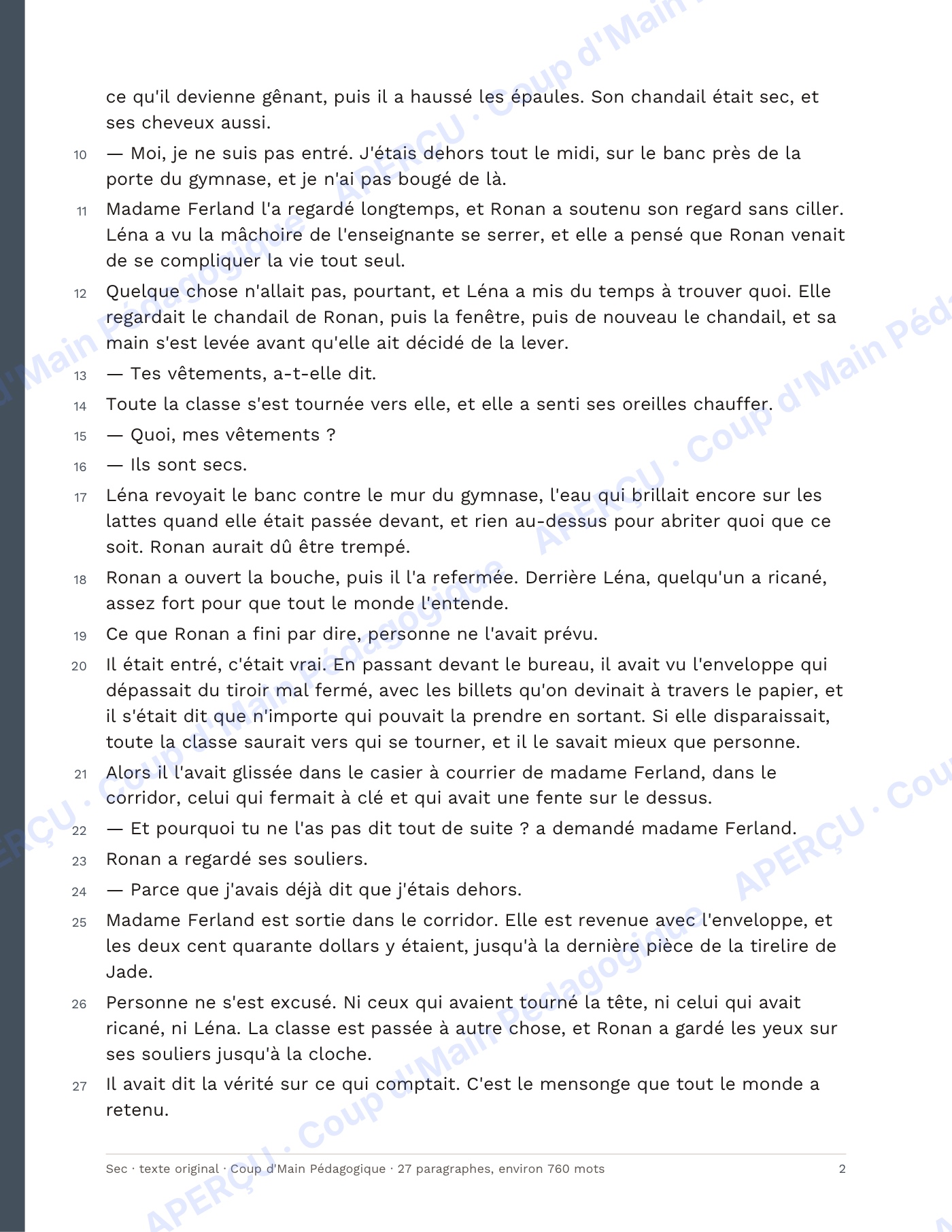 Page 2 — La nouvelle littéraire — 6e-9e année, unité