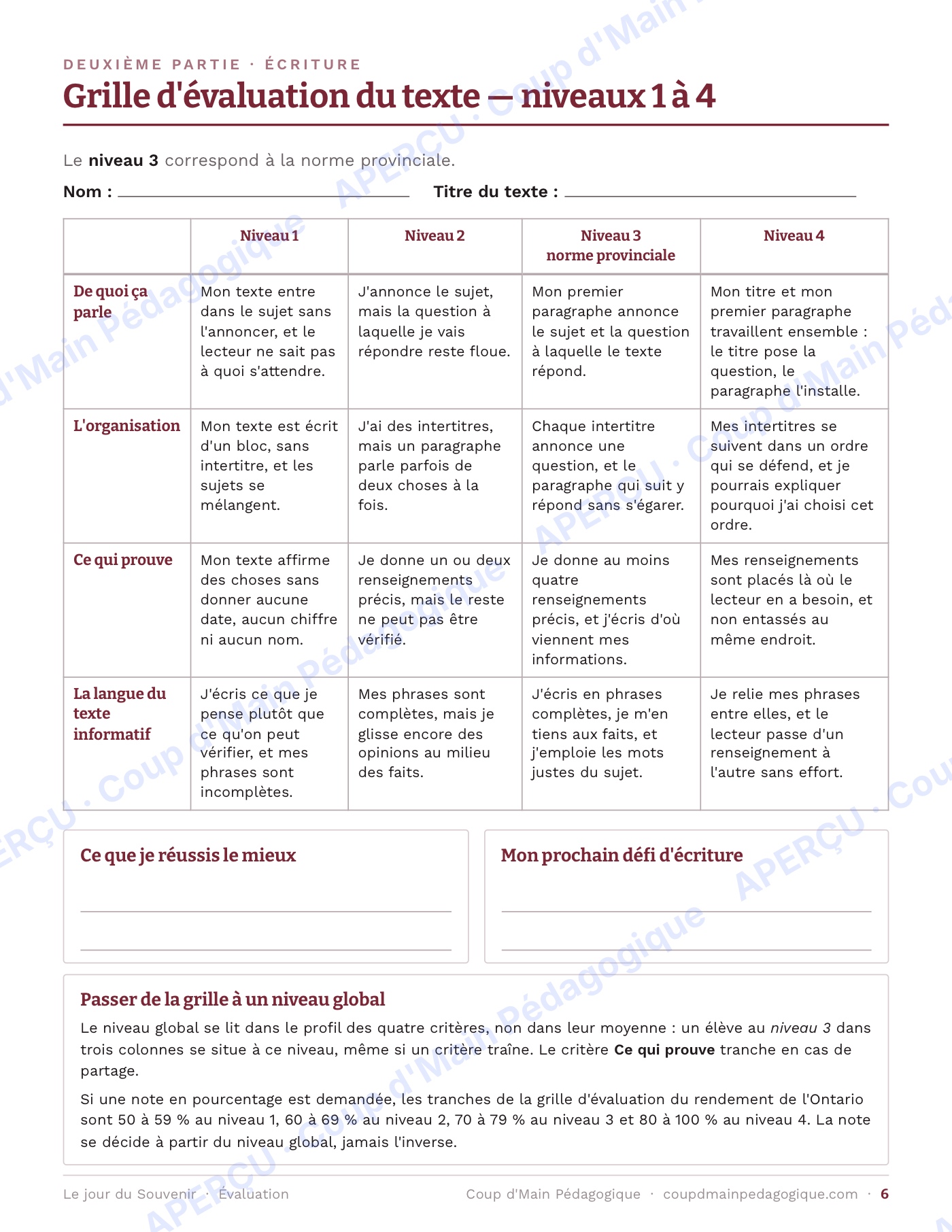 Page 6 — Le jour du Souvenir — 5e-6e, texte informatif