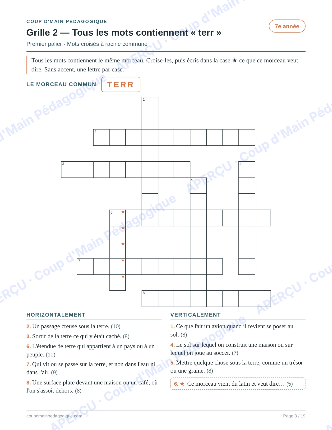 Page 3 — Enrichissement du vocabulaire — 5e-8e, 15 grilles