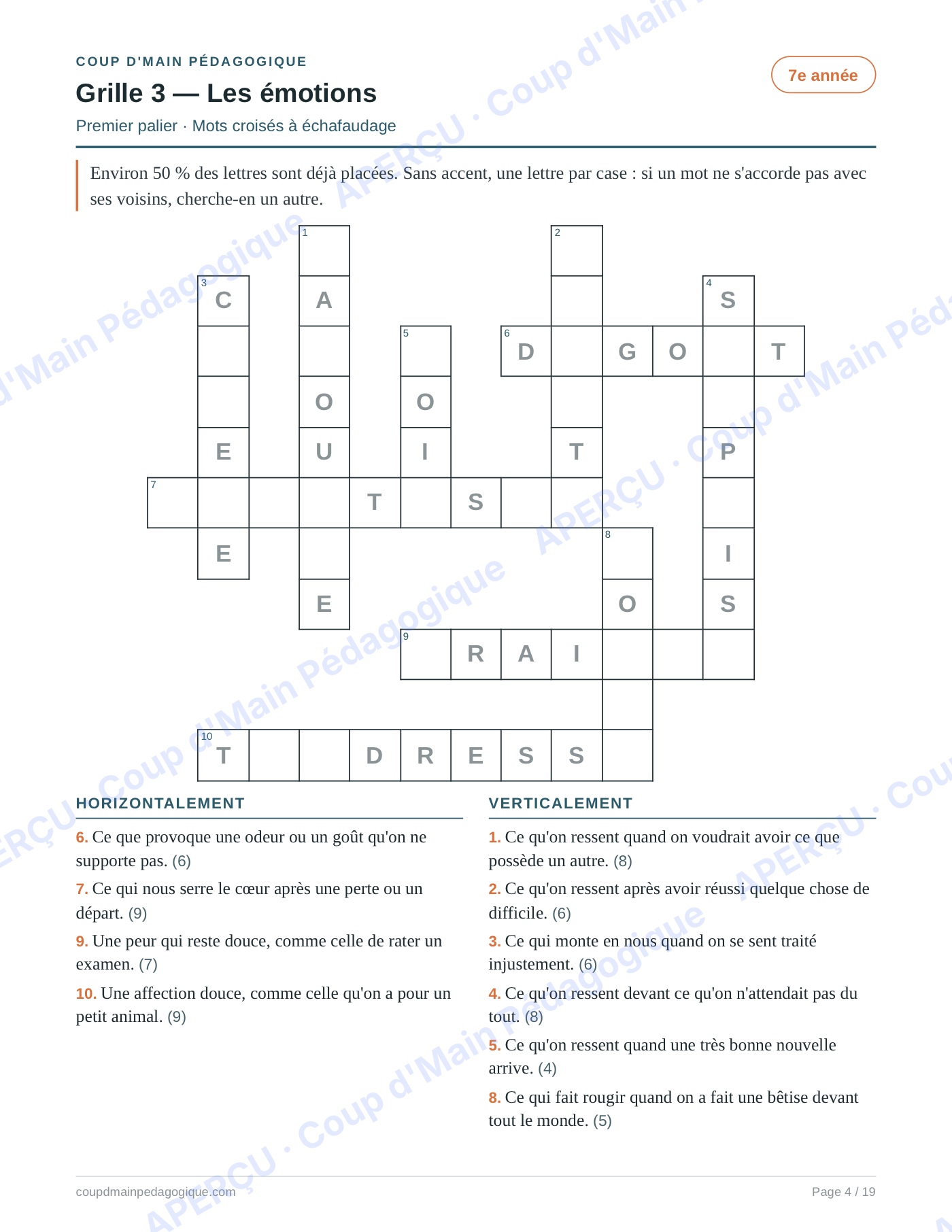 Page 4 — Enrichissement du vocabulaire — 5e-8e, 15 grilles