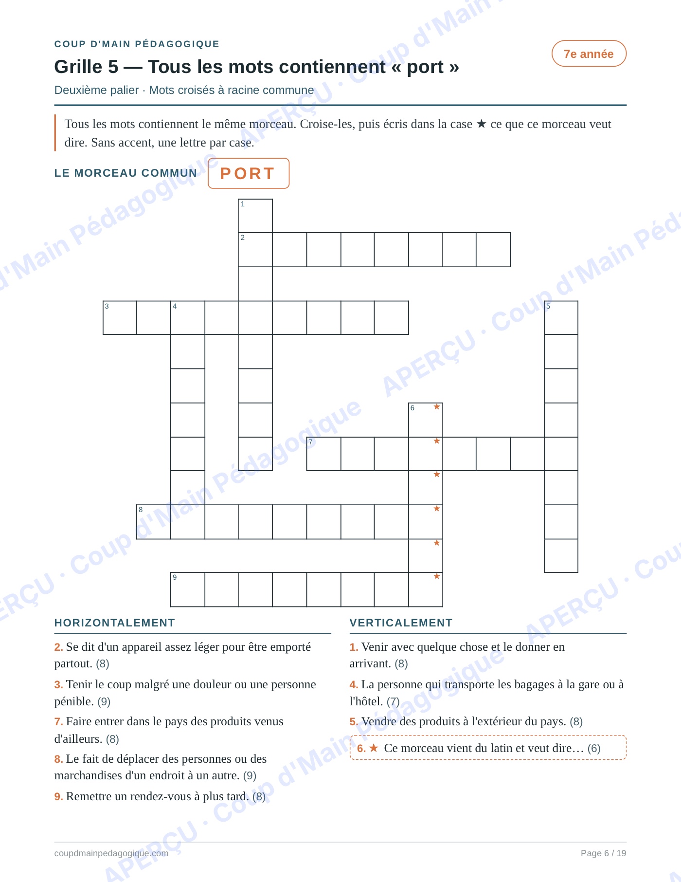 Page 6 — Enrichissement du vocabulaire — 5e-8e, 15 grilles