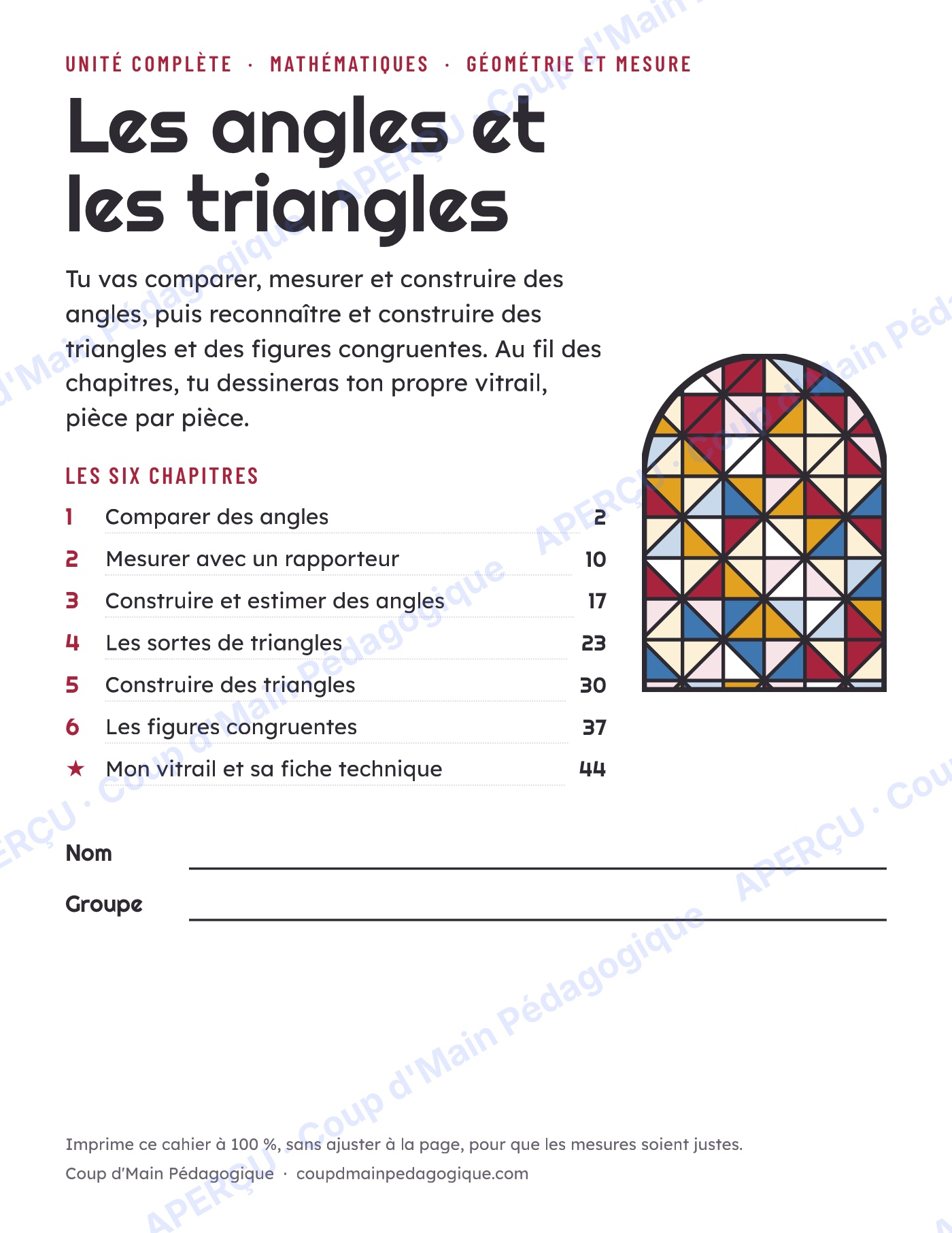 Page 1 — Angles et triangles — 5e-6e année, unité complète
