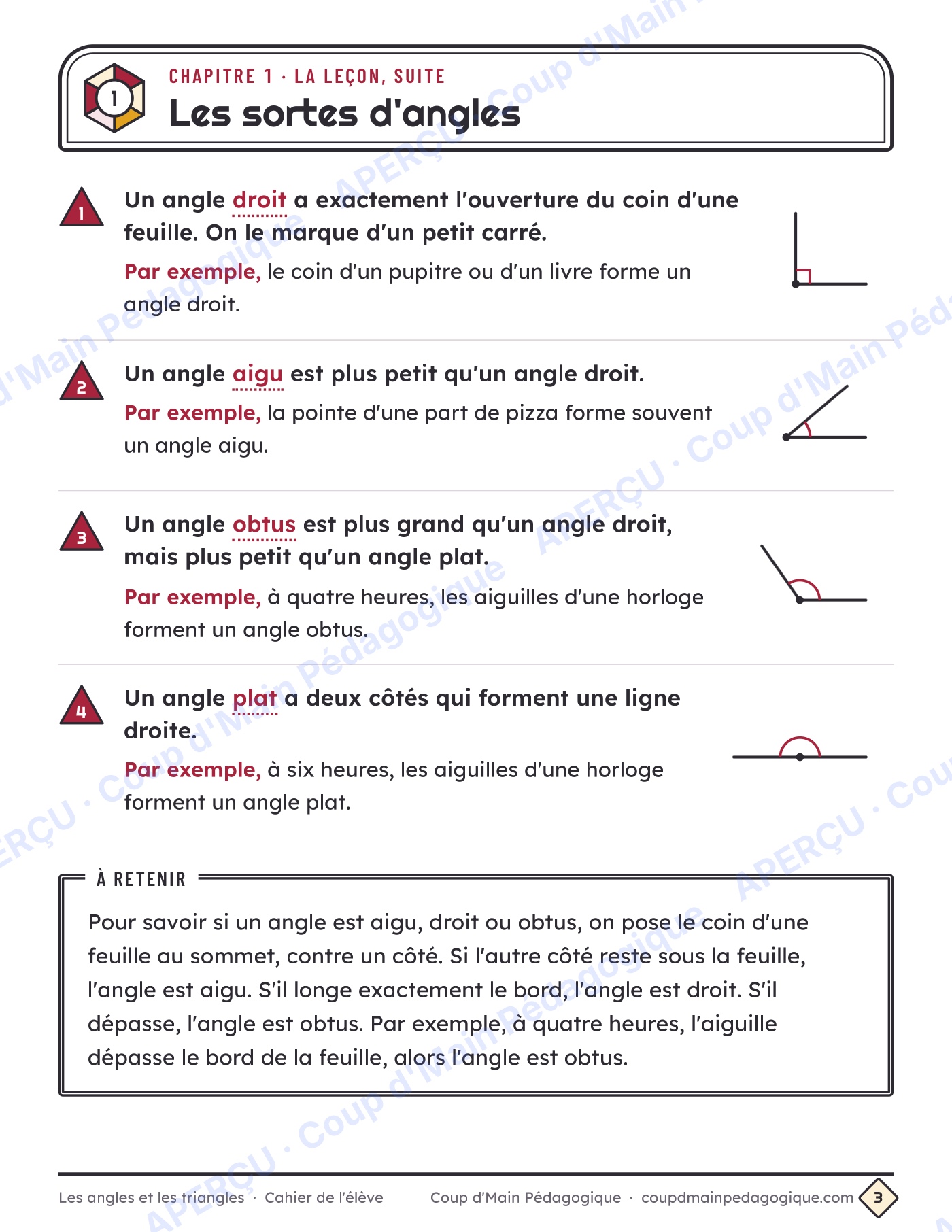 Page 3 — Angles et triangles — 5e-6e année, unité complète