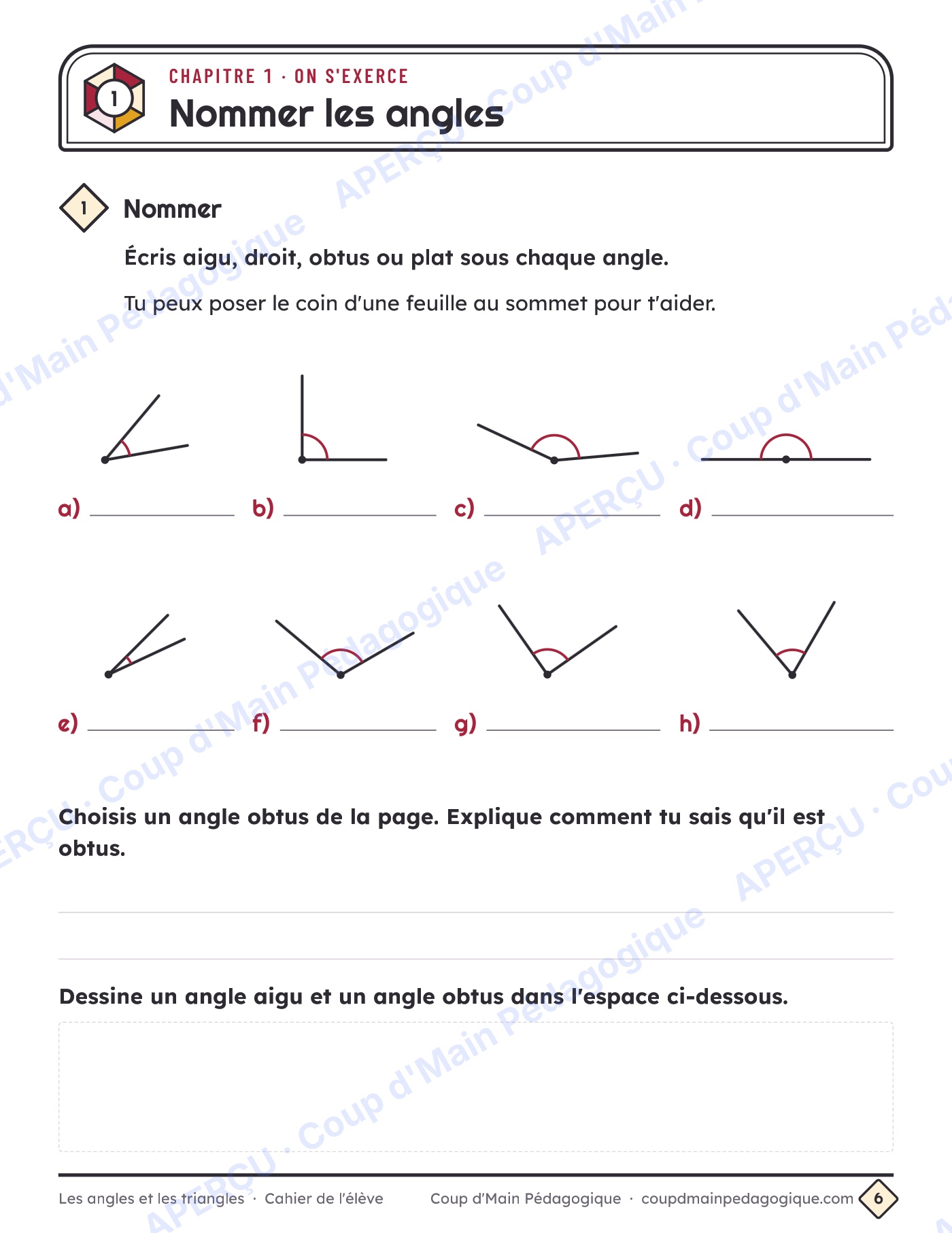 Page 6 — Angles et triangles — 5e-6e année, unité complète