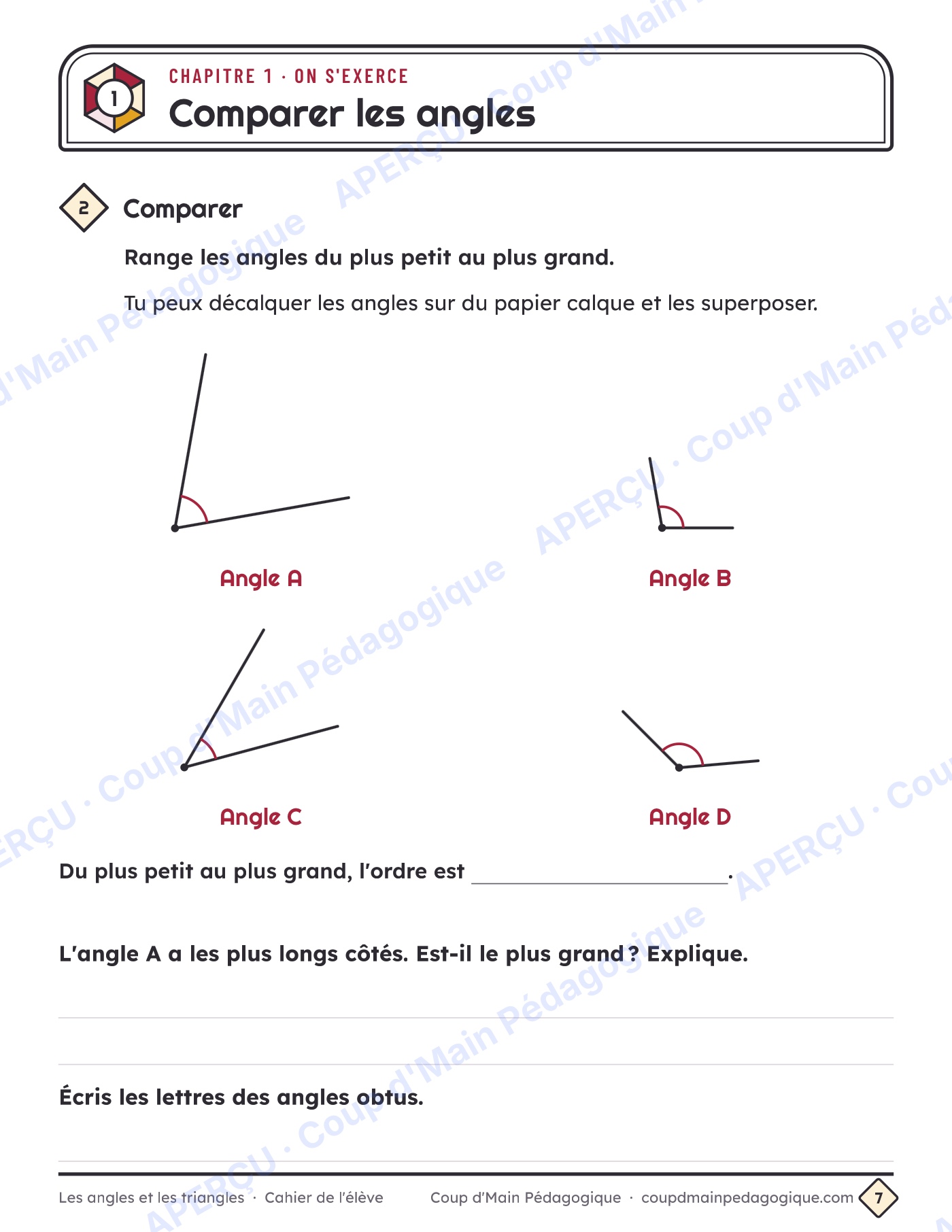 Page 7 — Angles et triangles — 5e-6e année, unité complète