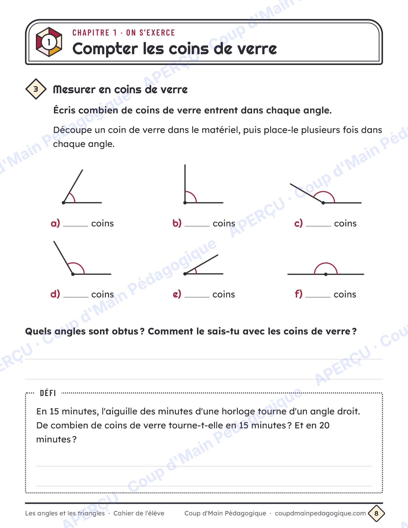 Page 8 — Angles et triangles — 5e-6e année, unité complète