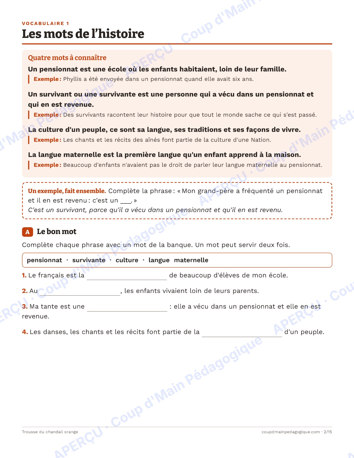 Page 2 — La Journée du chandail orange — 4e-7e année