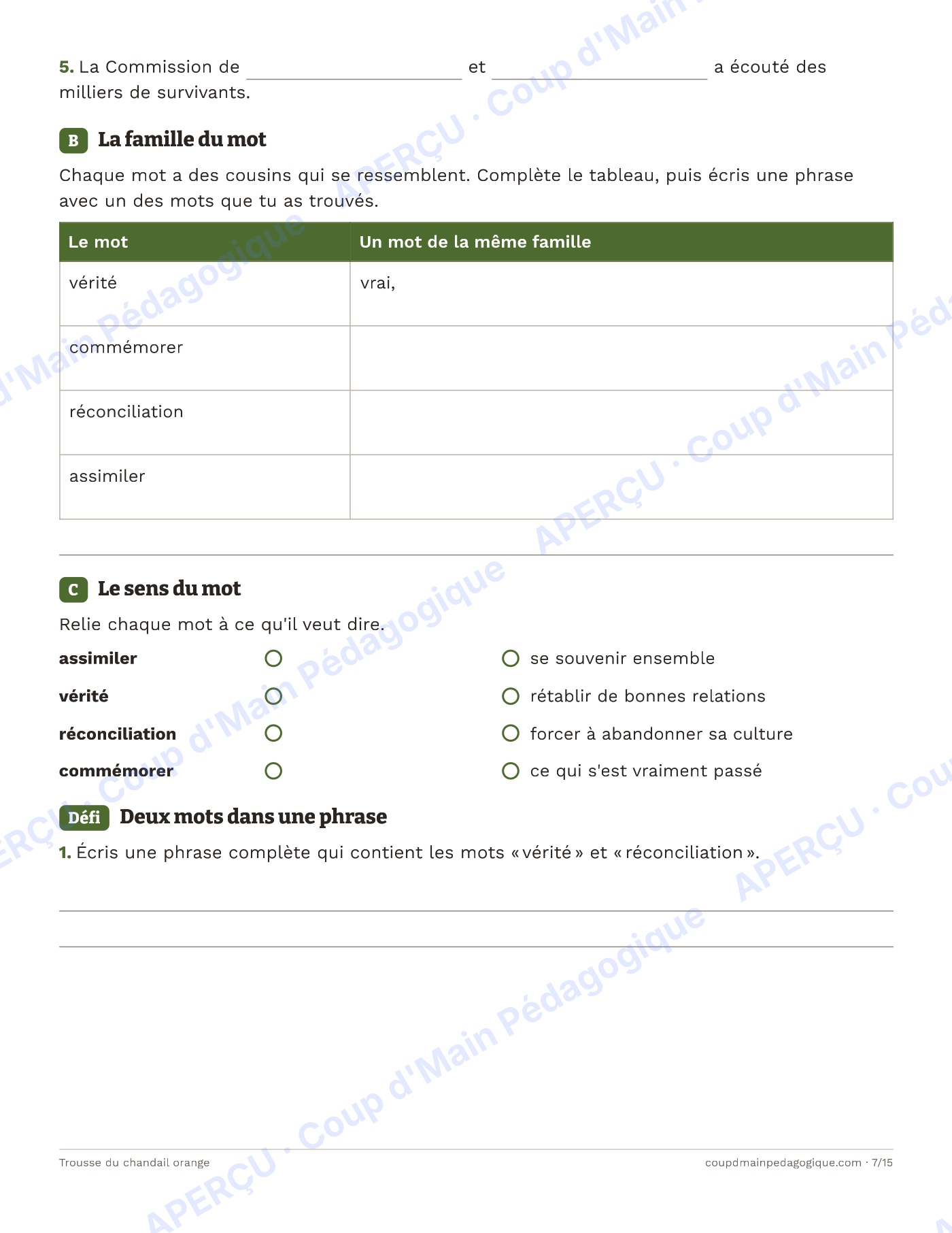 Page 7 — La Journée du chandail orange — 4e-7e année