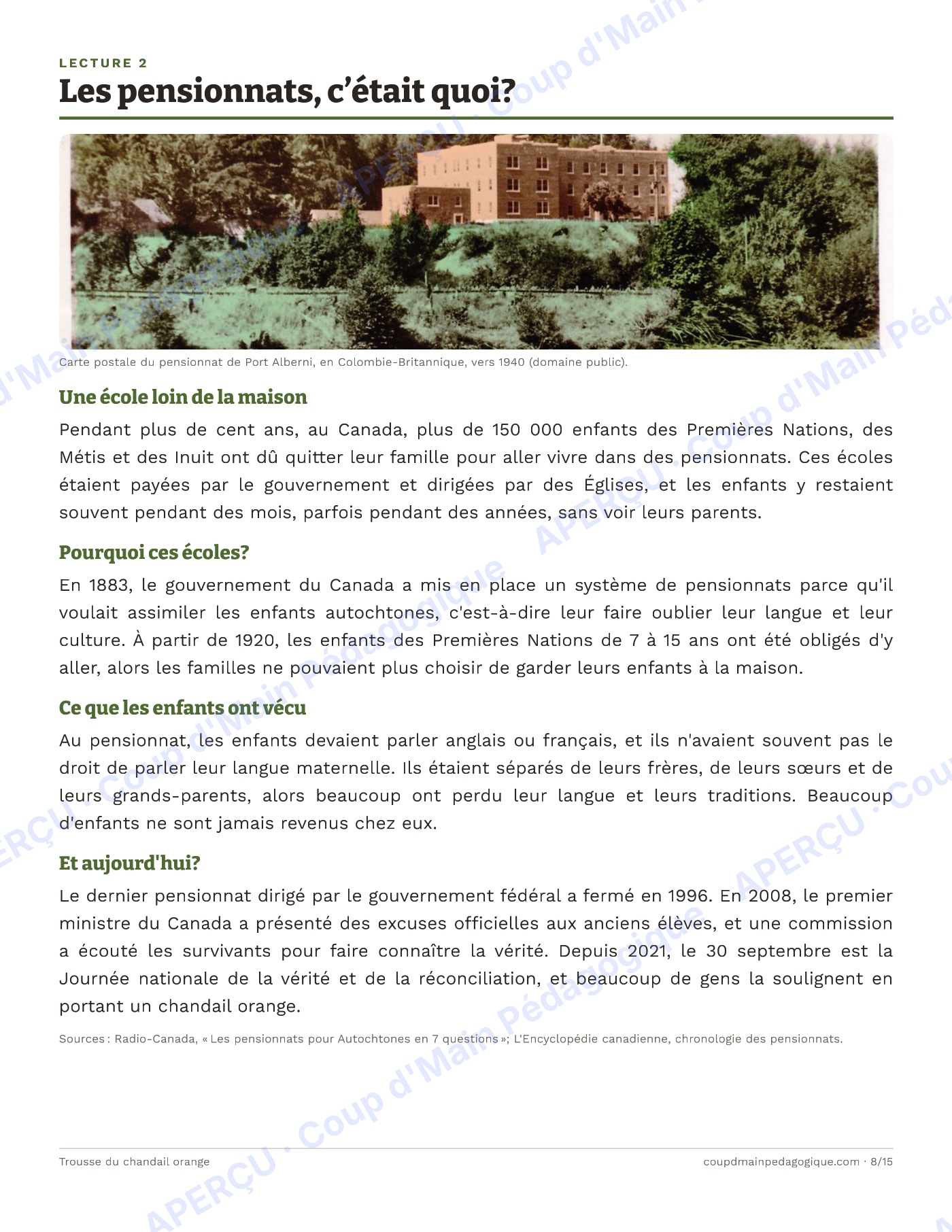 Page 8 — La Journée du chandail orange — 4e-7e année