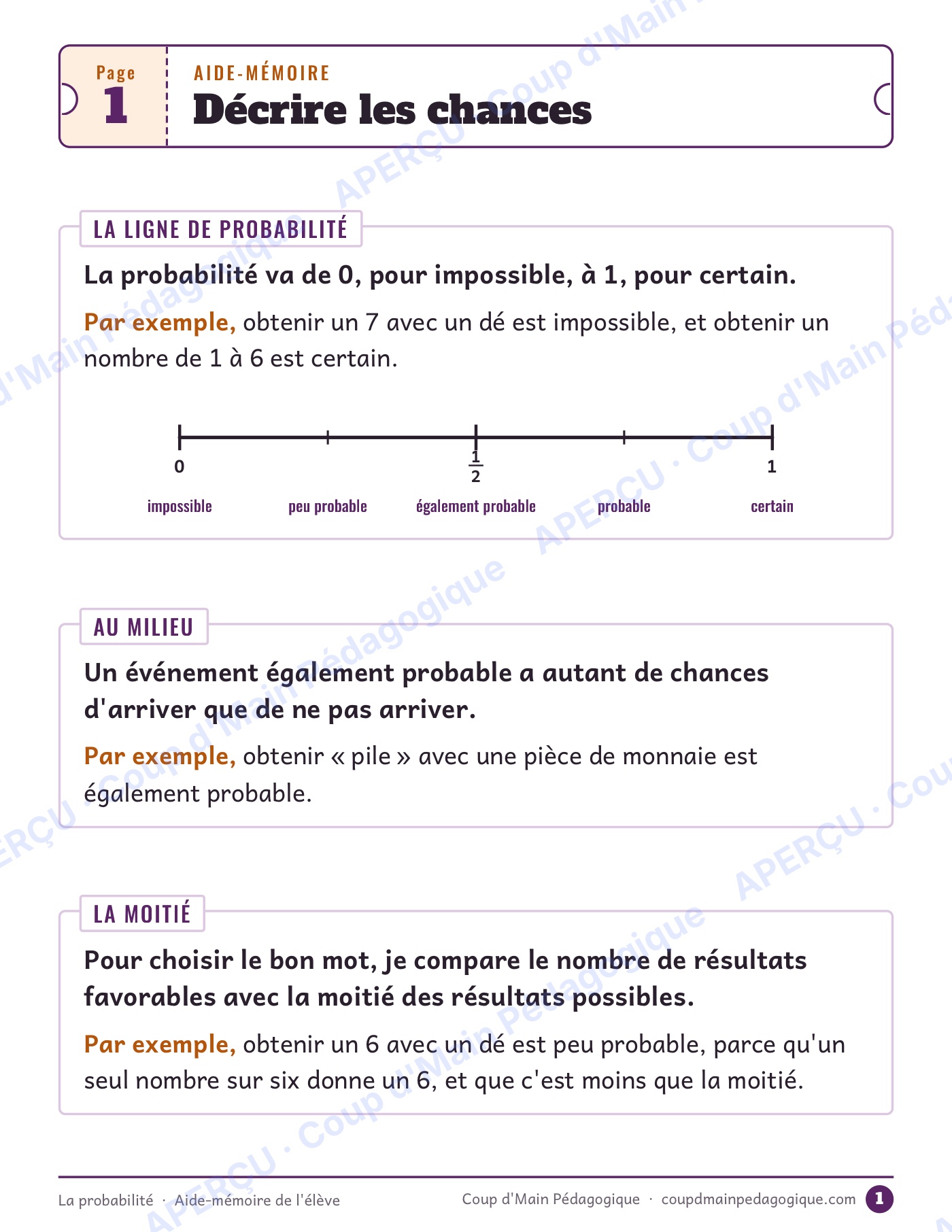 Page 2 — La probabilité — 5e-6e année, unité complète