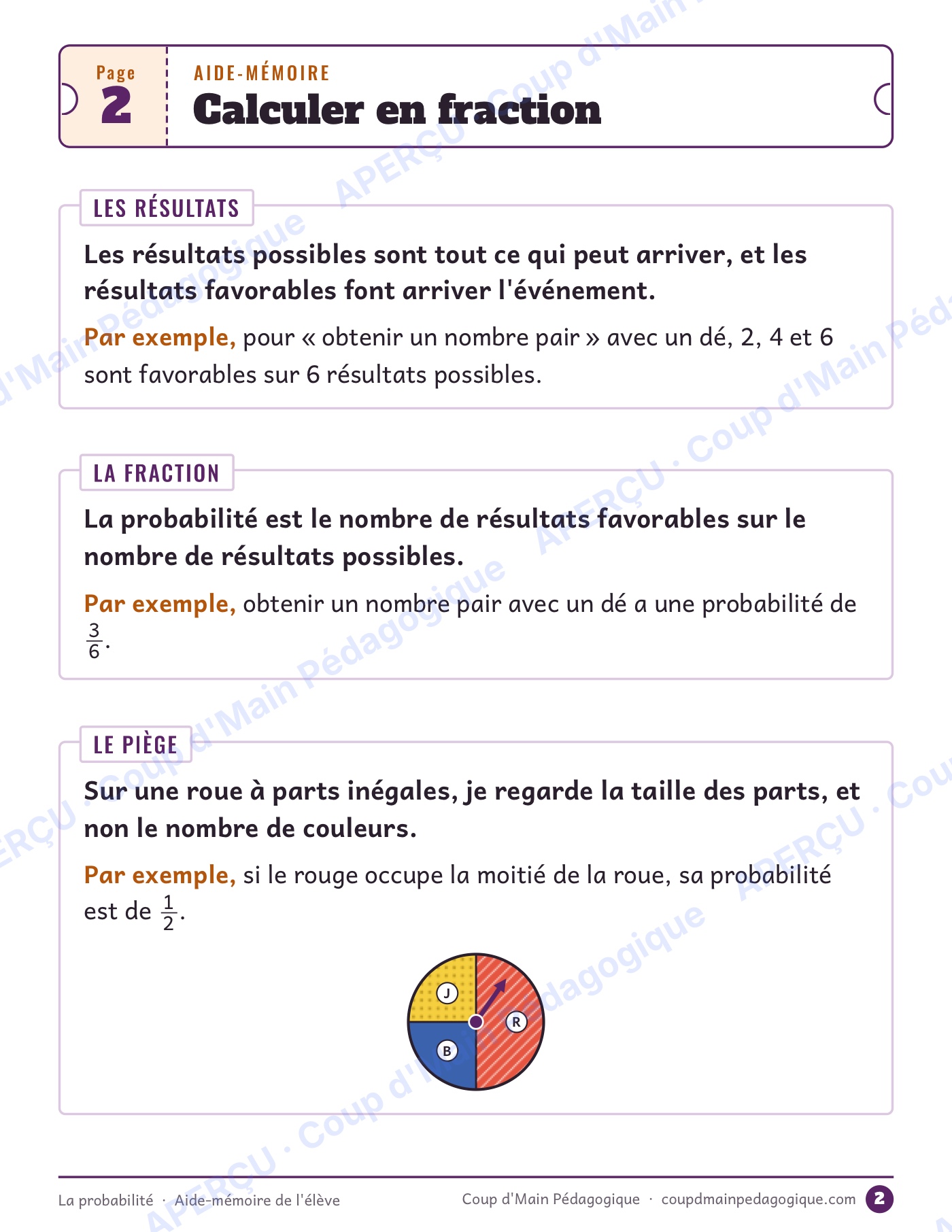 Page 3 — La probabilité — 5e-6e année, unité complète