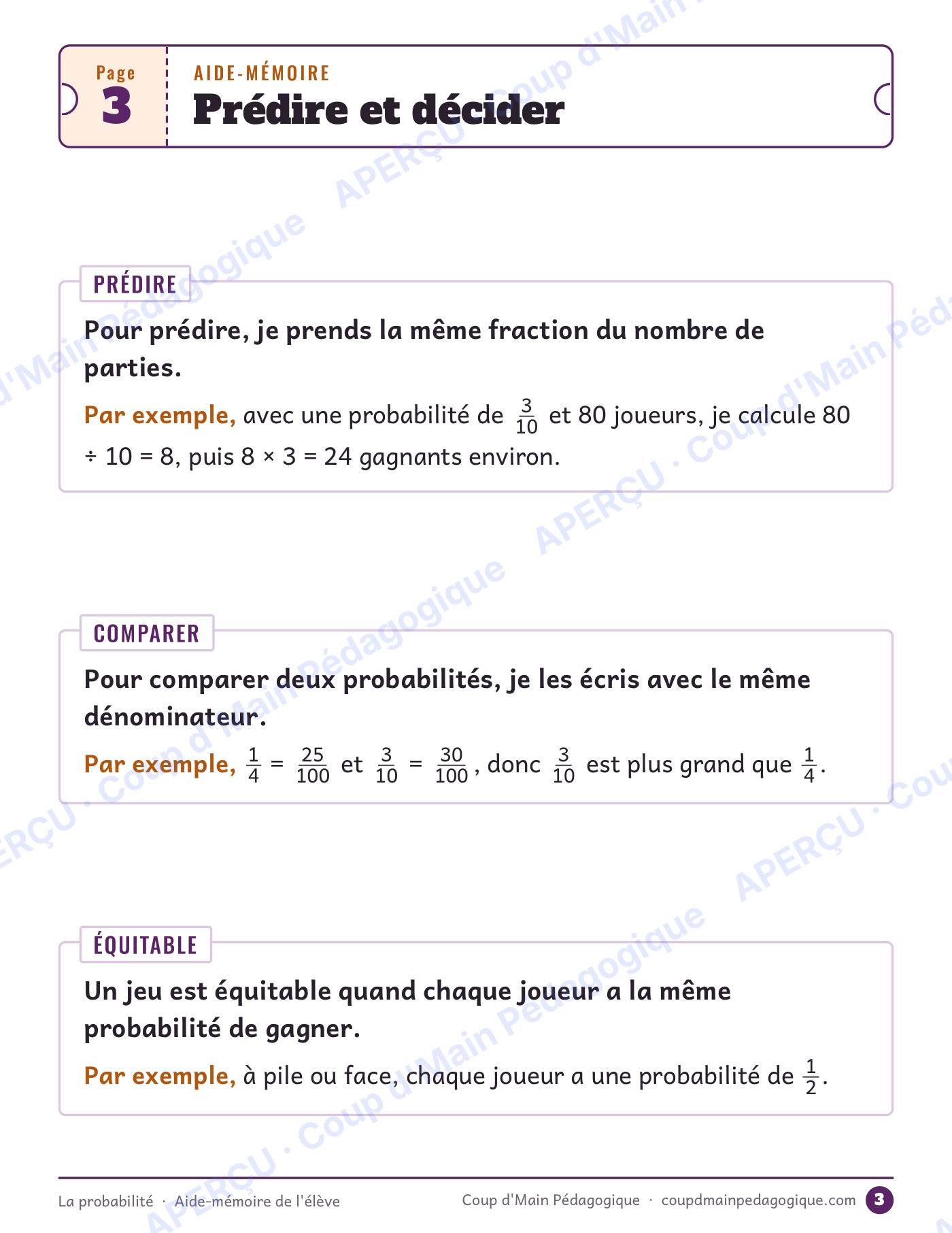 Page 4 — La probabilité — 5e-6e année, unité complète