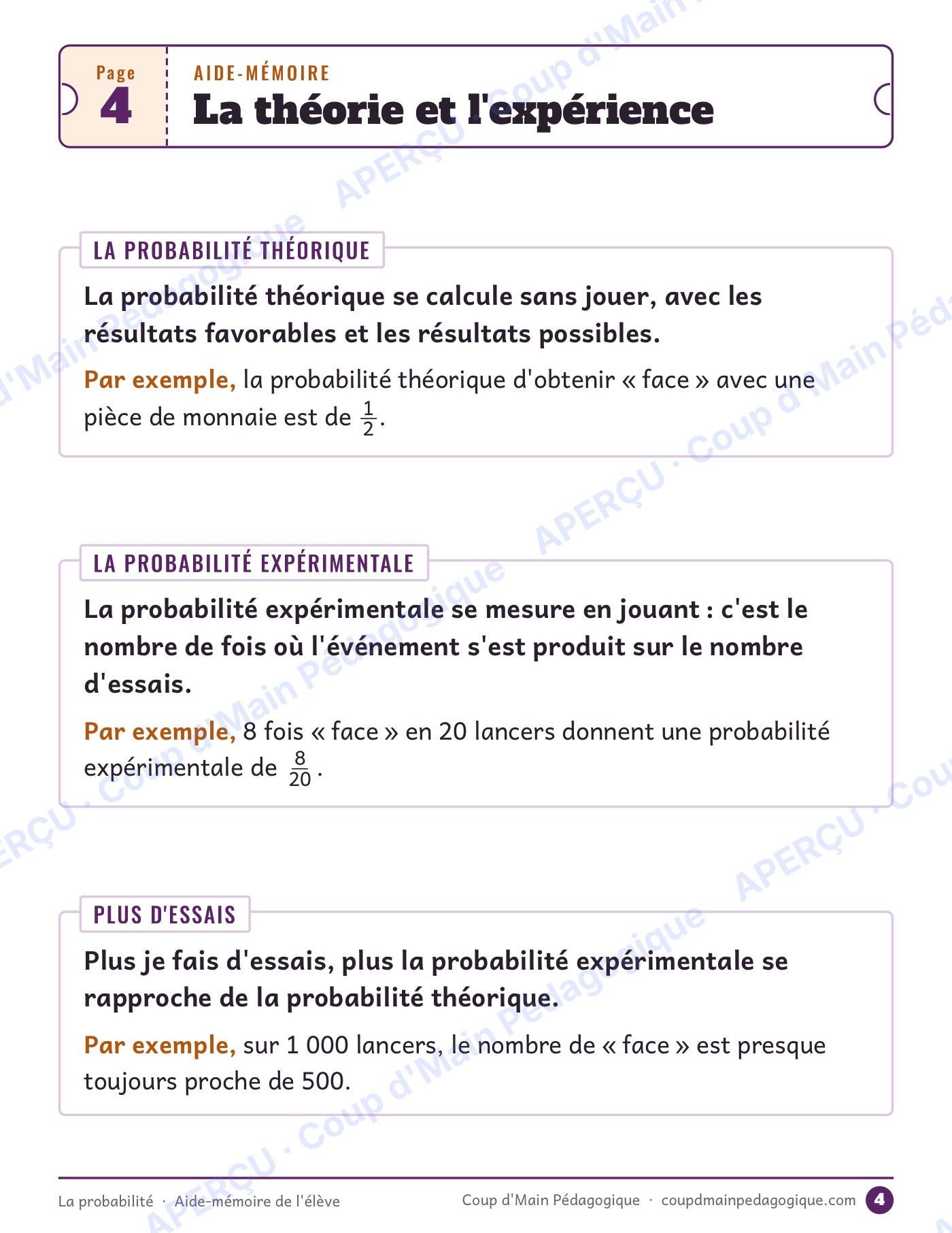 Page 5 — La probabilité — 5e-6e année, unité complète