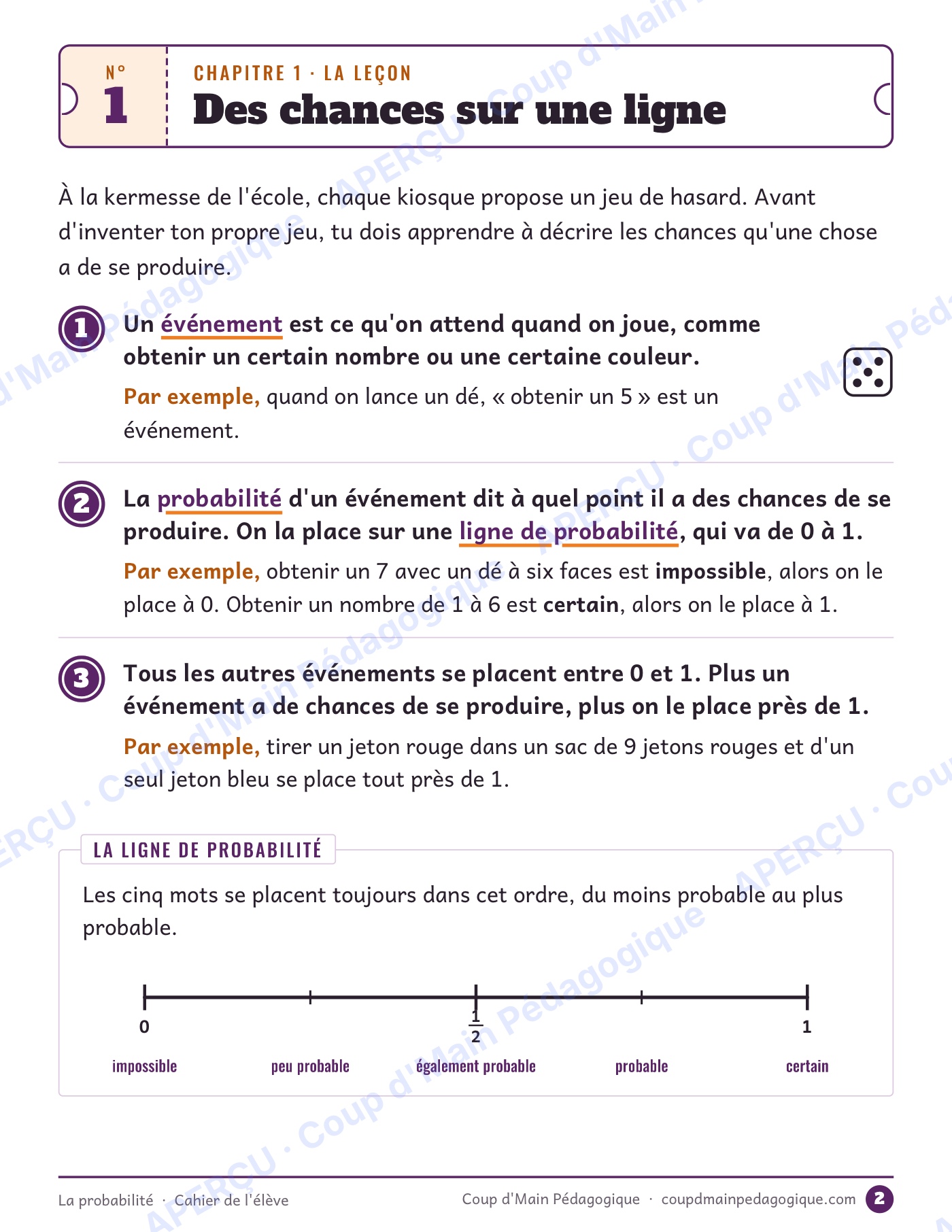 Page 7 — La probabilité — 5e-6e année, unité complète