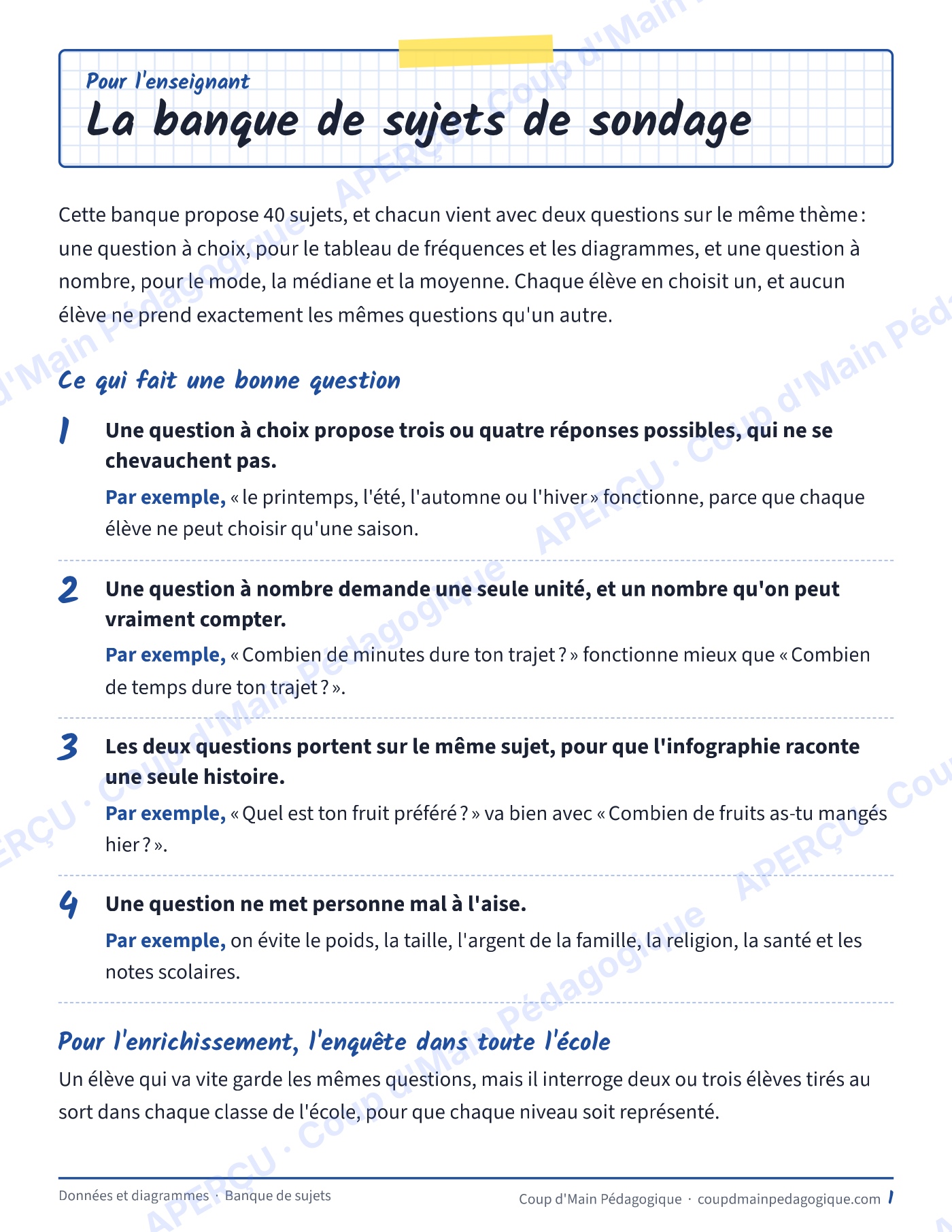 Page 2 — Données et diagrammes — 5e-6e, unité complète