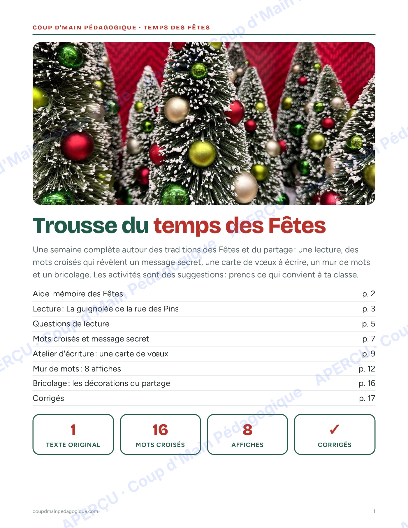 Page 1 — Trousse du temps des Fêtes — 4e-8e année