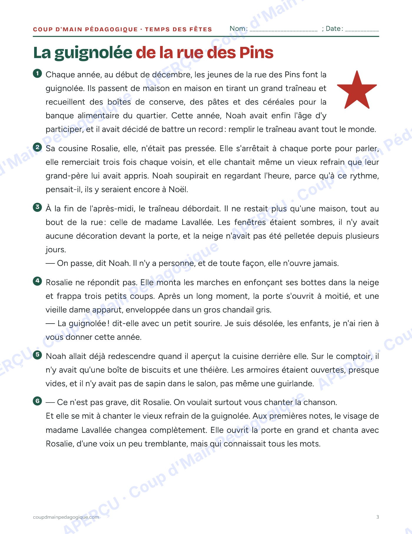 Page 3 — Trousse du temps des Fêtes — 4e-8e année