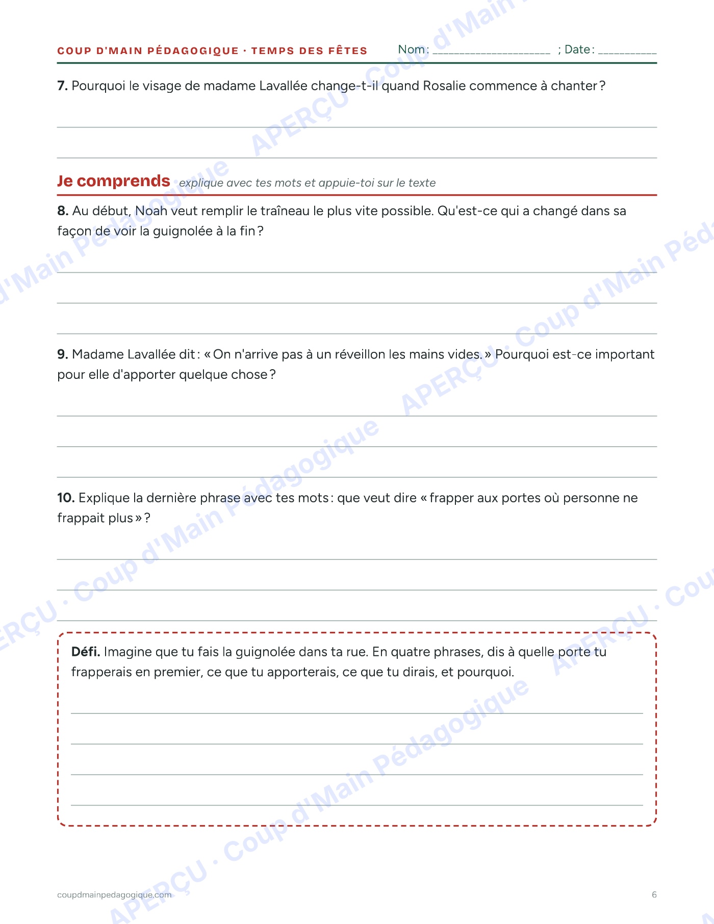 Page 6 — Trousse du temps des Fêtes — 4e-8e année