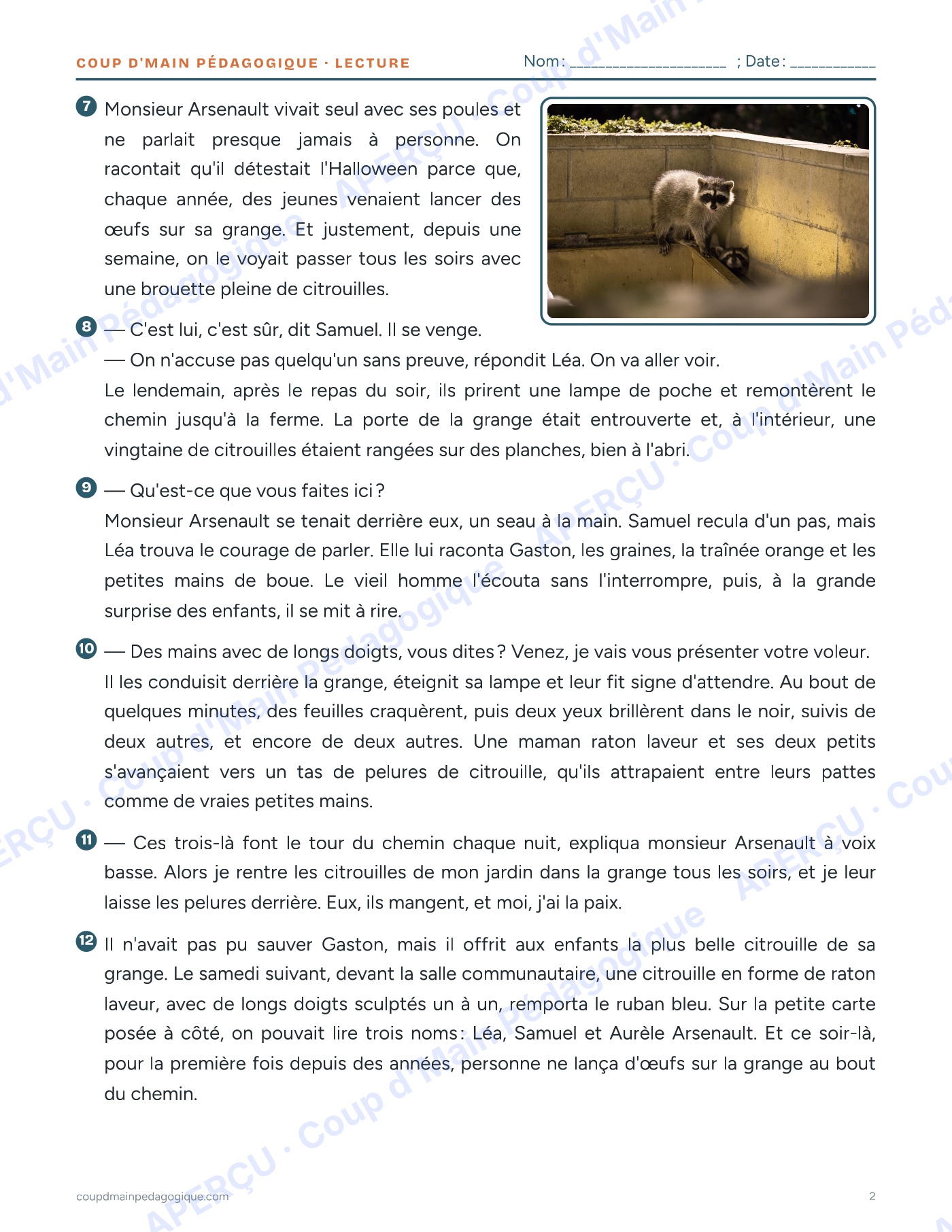 Page 2 — Le voleur de citrouilles — 4e-8e année, lecture
