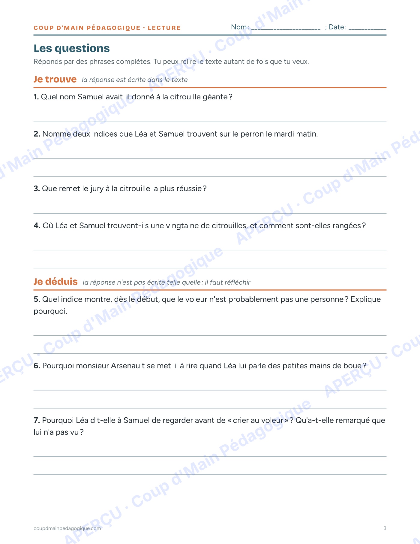 Page 3 — Le voleur de citrouilles — 4e-8e année, lecture
