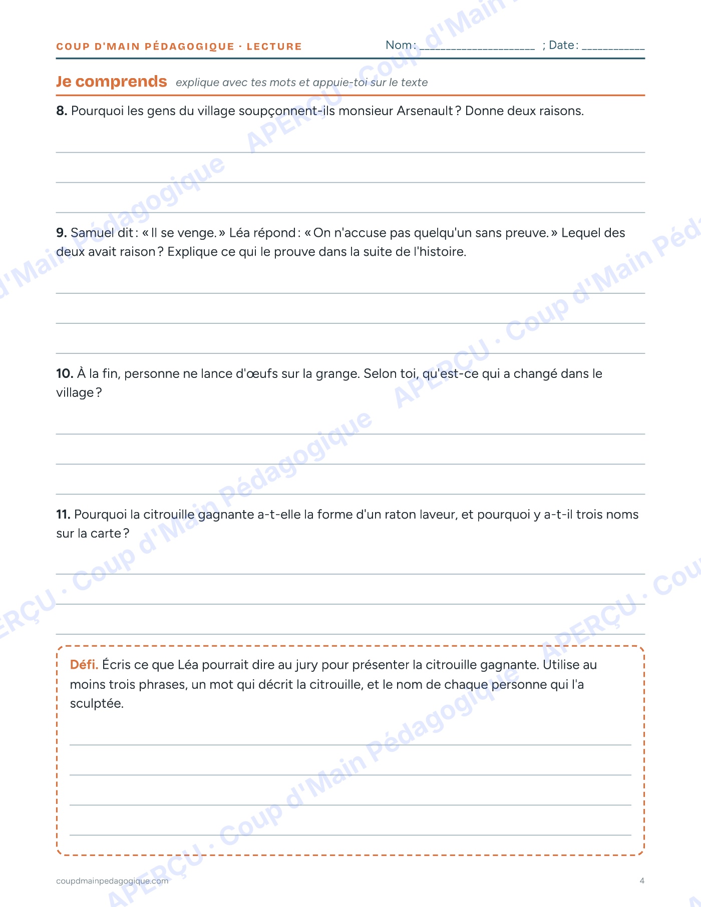Page 4 — Le voleur de citrouilles — 4e-8e année, lecture