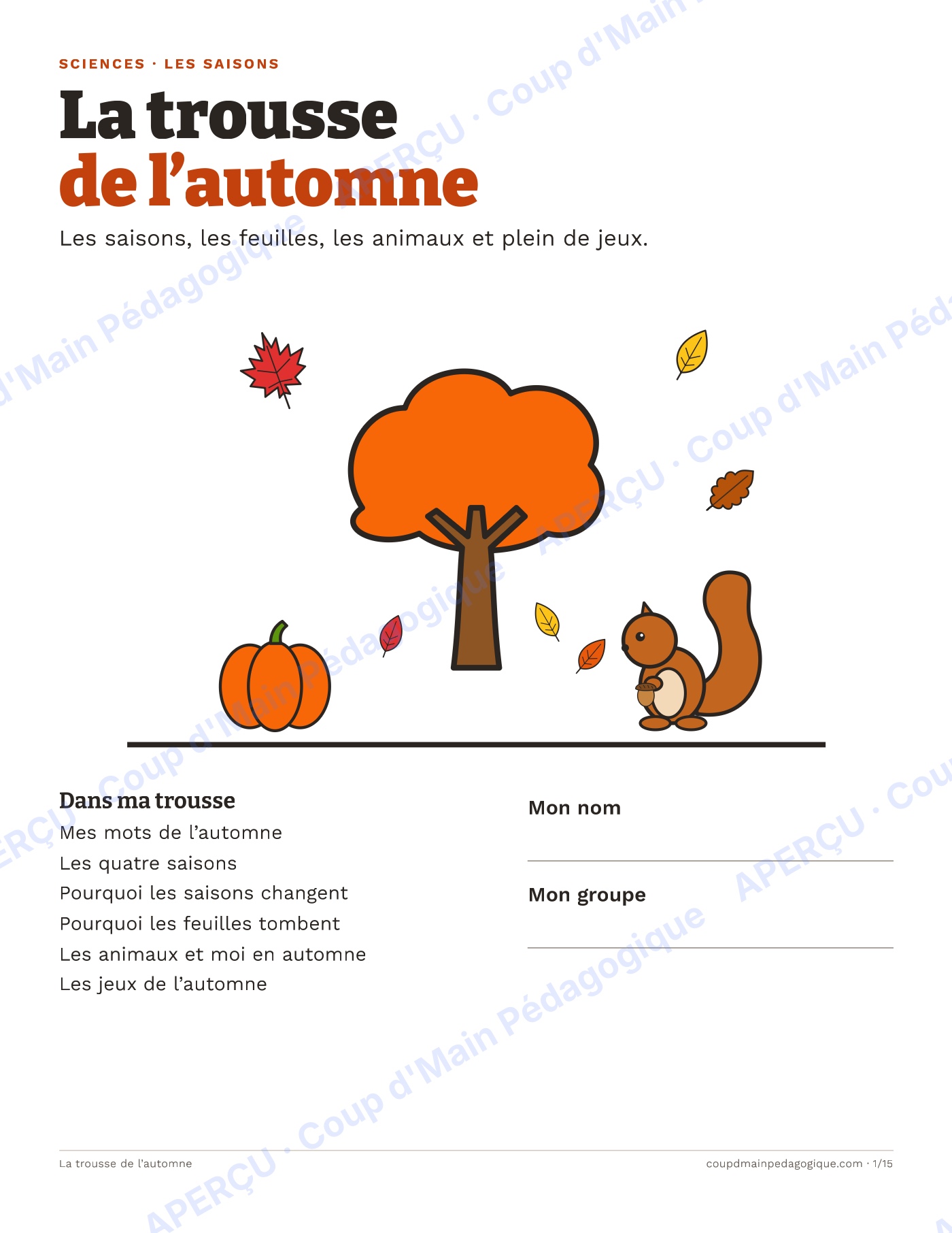 Page 4 — Les saisons et l'automne — 1re-2e année, sciences