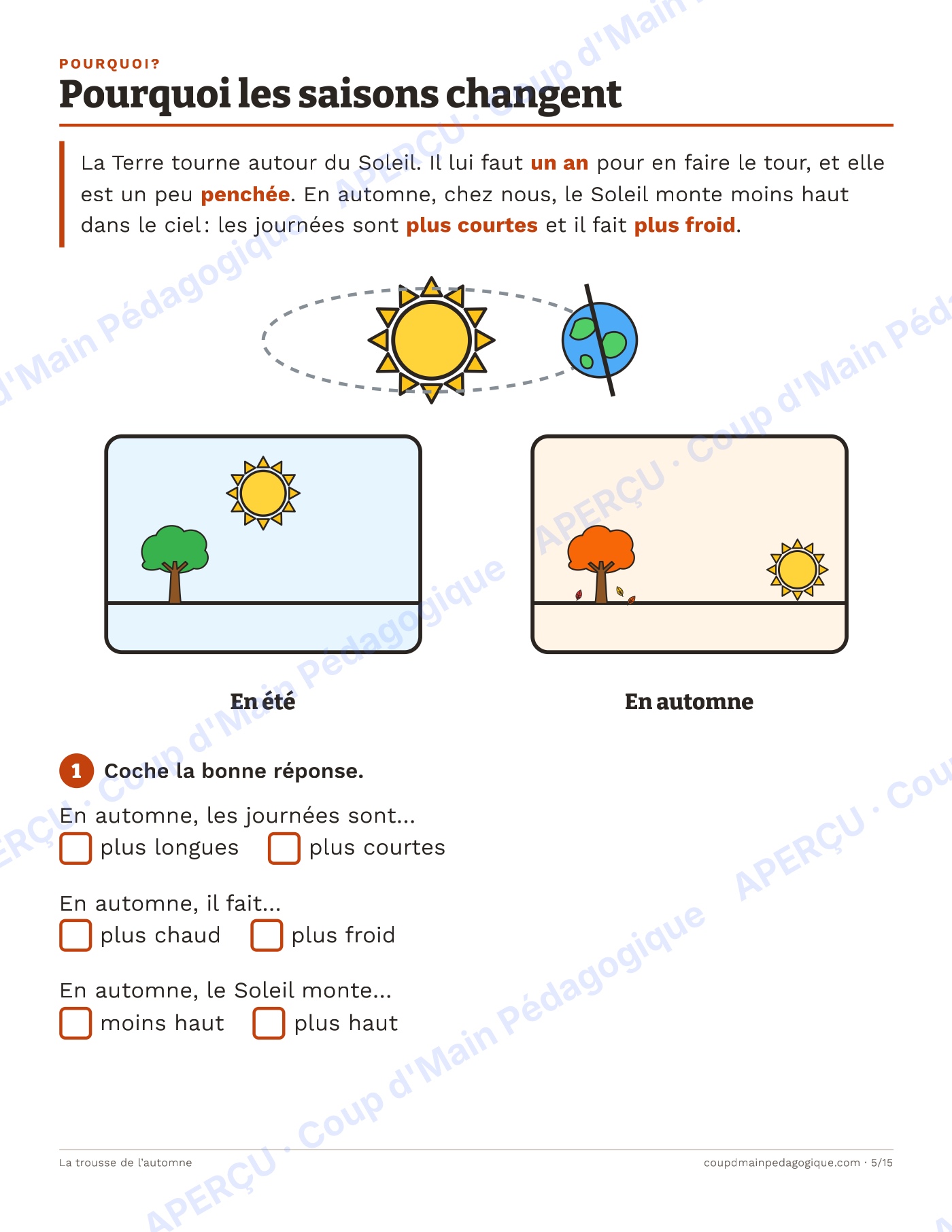 Page 8 — Les saisons et l'automne — 1re-2e année, sciences