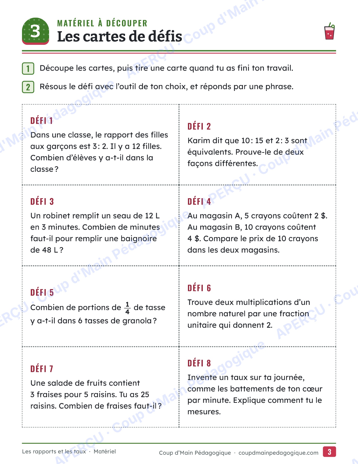 Page 3 — Rapports et taux — 5e-6e année, unité complète